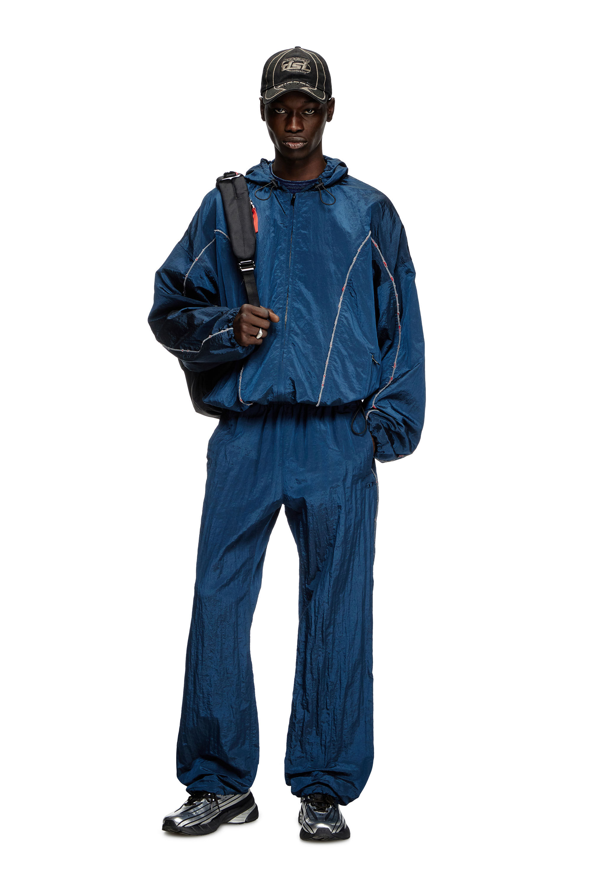 Diesel - J-ANTHEIT, Giacca a vento con profili destroyed Uomo in Blu - 1