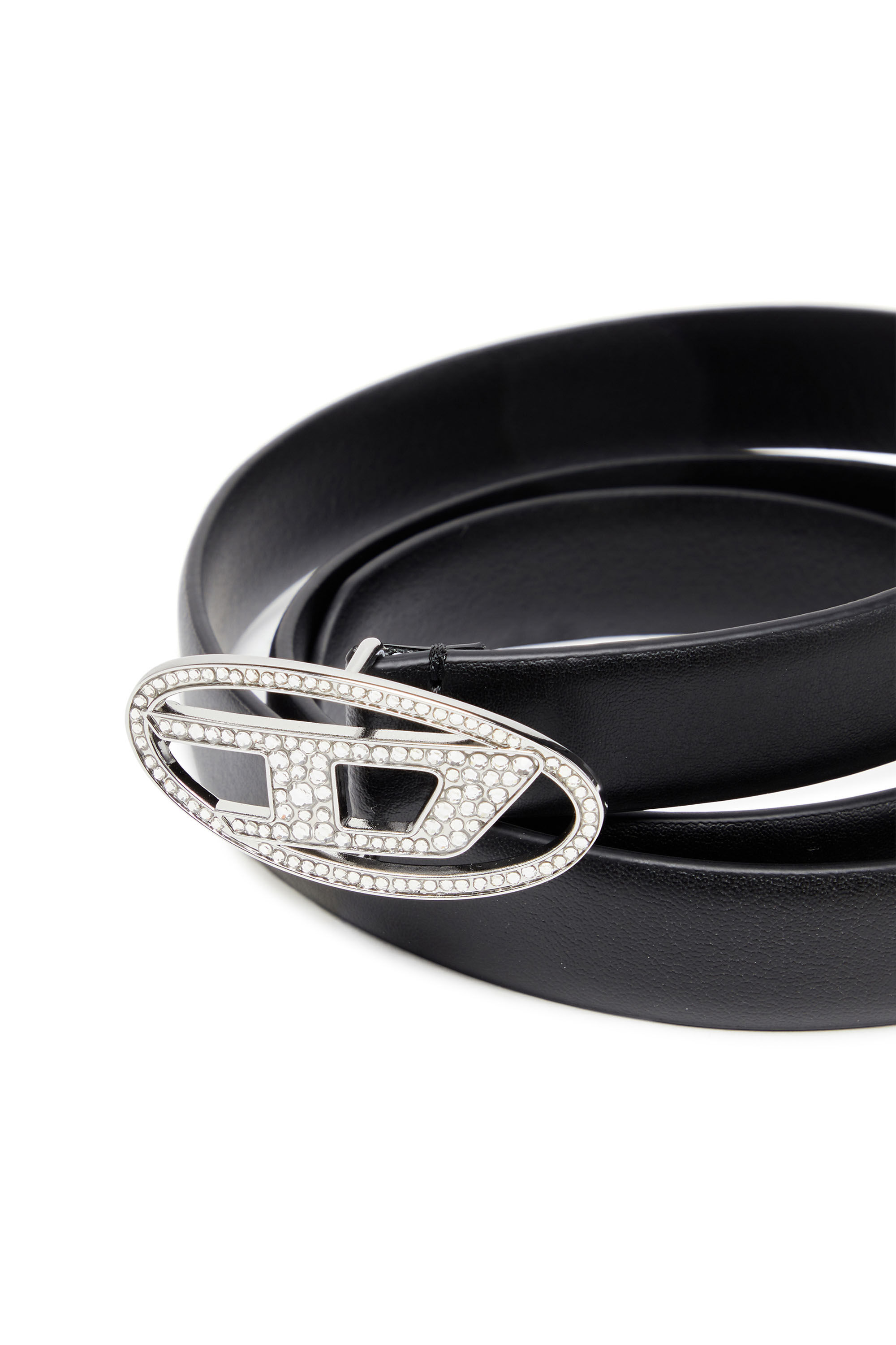 Diesel - B-1DR STRASS 20, Cintura sottile con fibbia gioiello Donna in Nero - 3