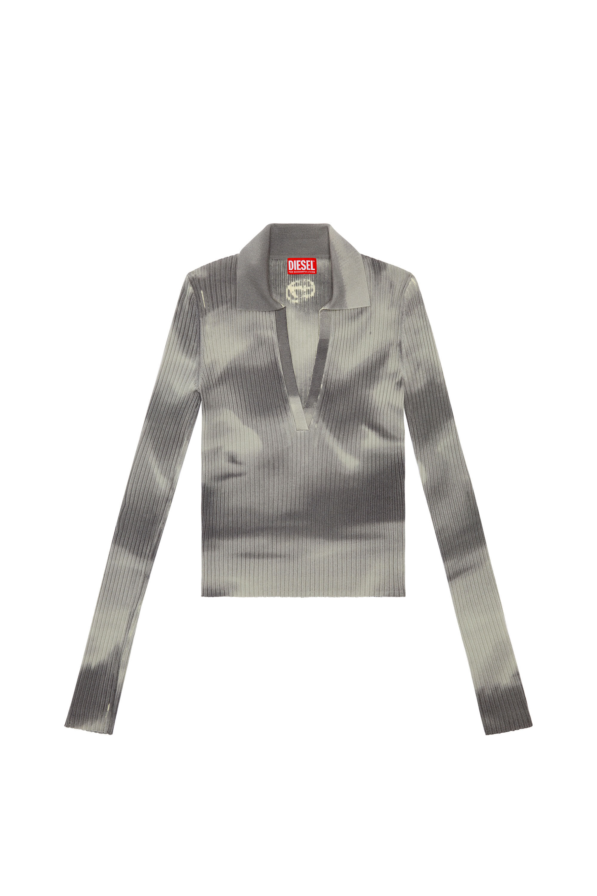 Diesel - M-BRIANA, Polo in maglia di lana con stampa camouflage Donna in Grigio - 2