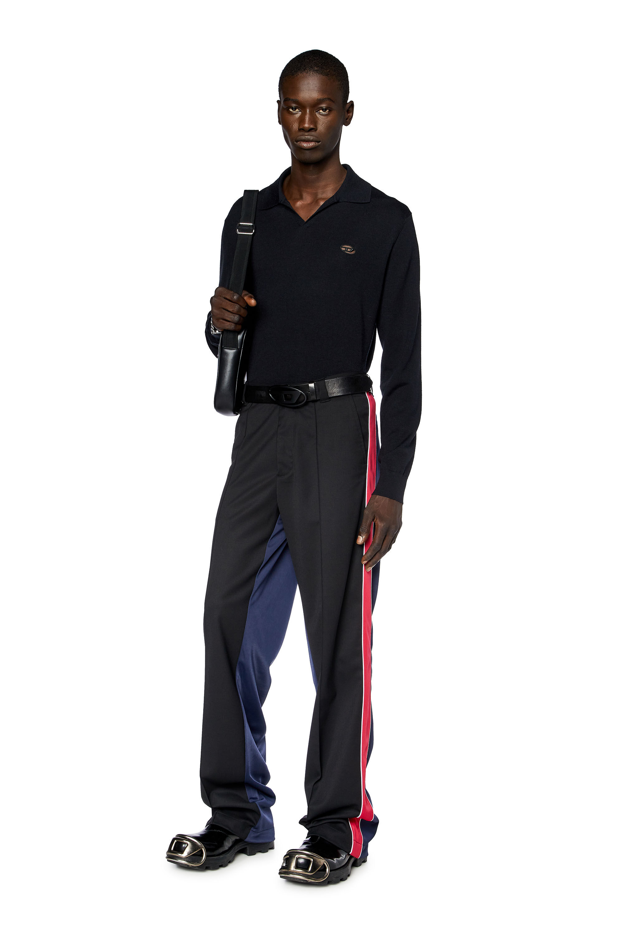 Diesel - K-GLARE, Maglia in lana con colletto polo Uomo in Nero - 1