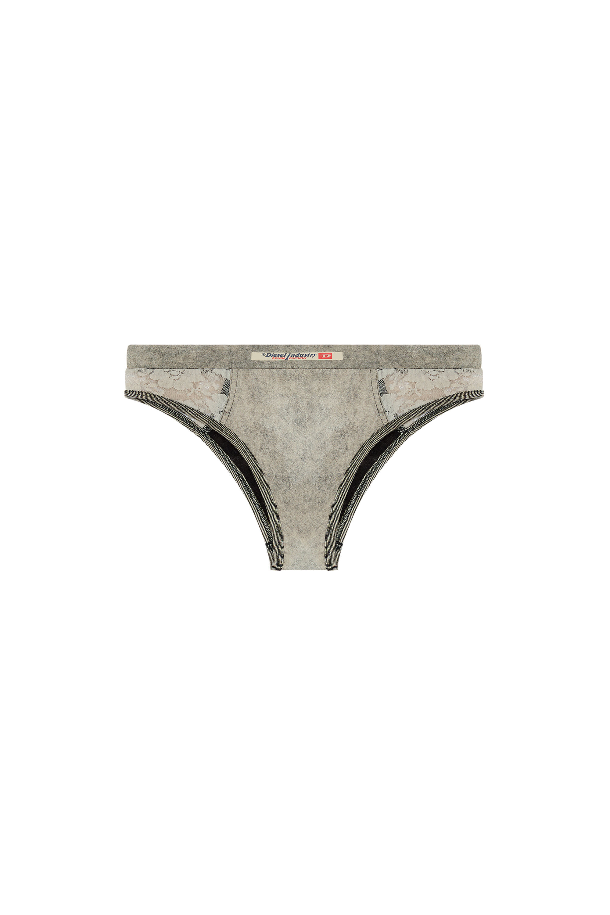 Diesel - UFPN-DENIM-LACE-BIKINI-BRIEF, Slip effetto marble con pannelli in pizzo Donna in Grigio - 2