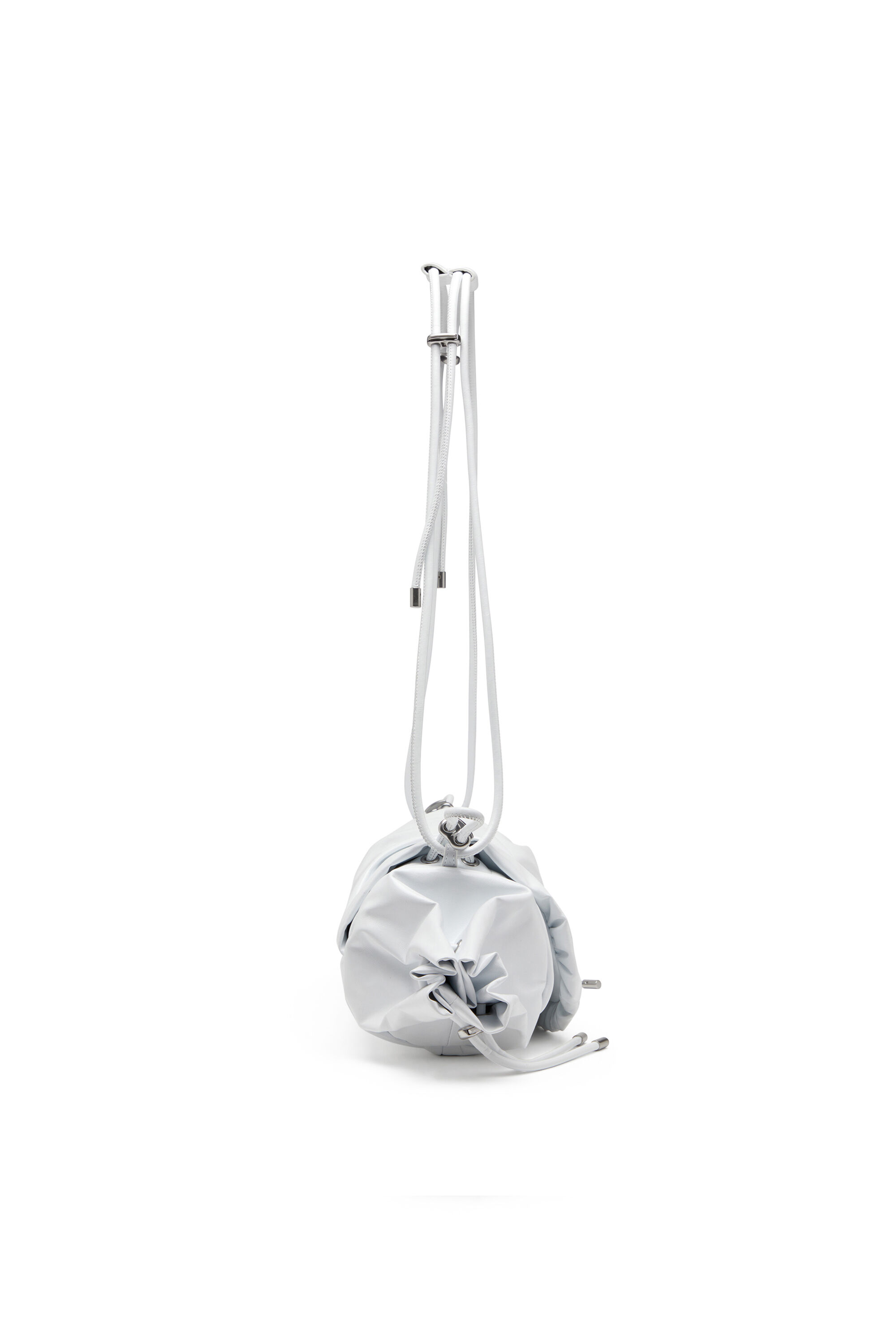 Diesel - SCRUNCH-D SHOULDER M, Scrunch-D M-Borsa a spalla in pelle lucida Donna in Bianco - 4