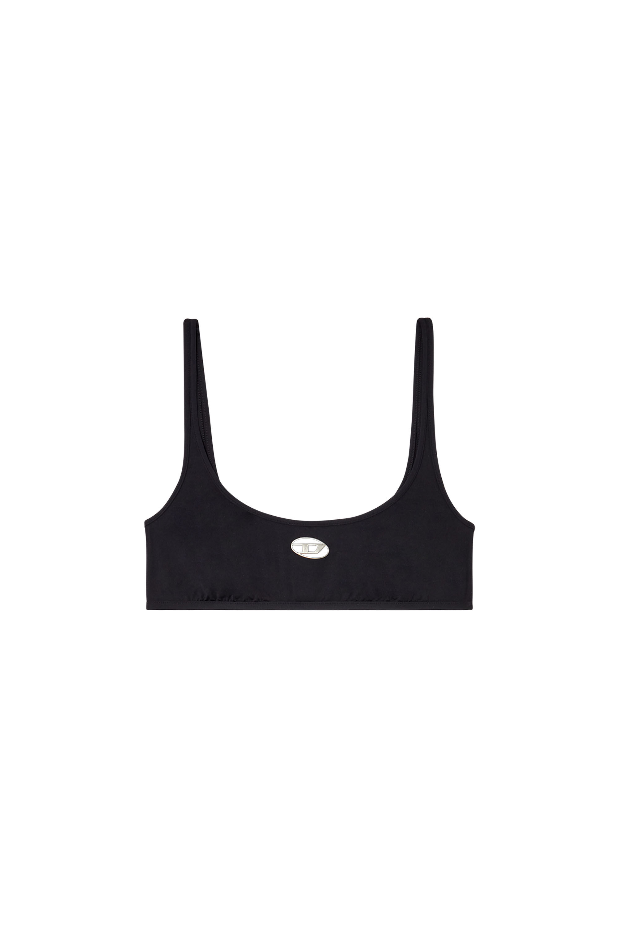 Diesel - KELSI-UTLT, Bralette in microfibra con logo cut out Donna in Nero - 2