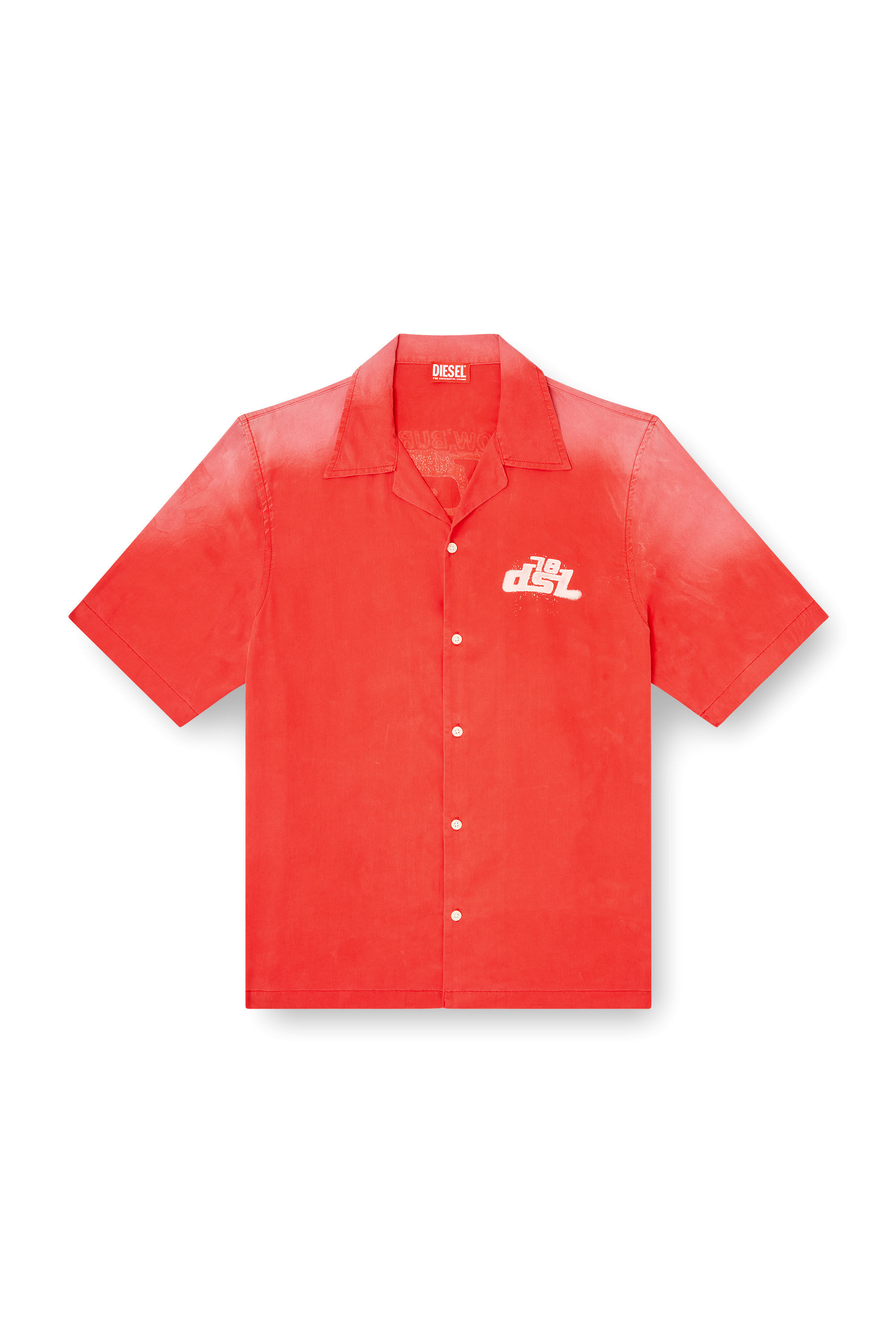 Diesel - S-ELLY, Camicia bowling sfumata con stampe logo Uomo in Rosso - 2