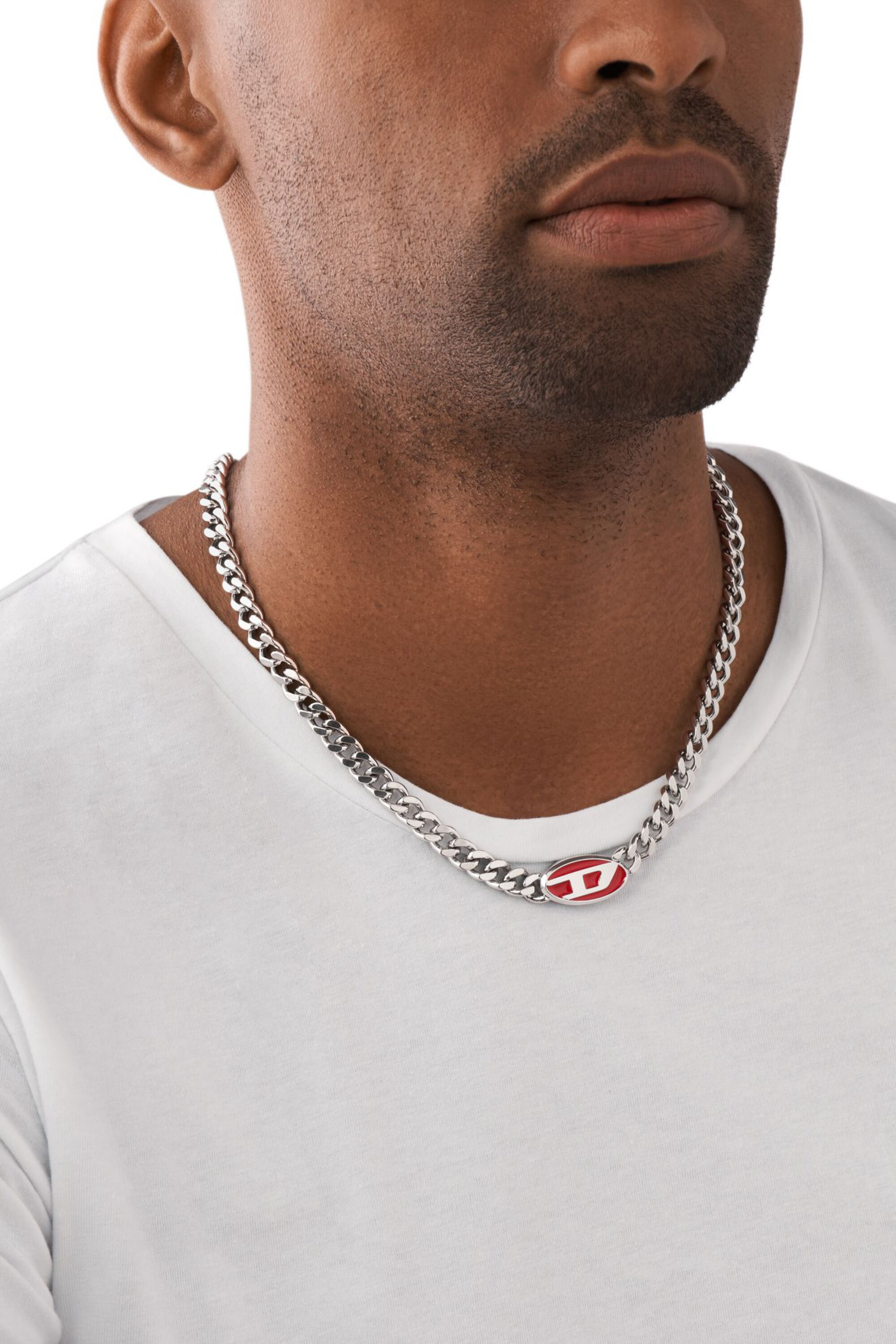 Diesel - DX1446, Collana rossa a catena in acciaio inossidabile Unisex in Argento - 3