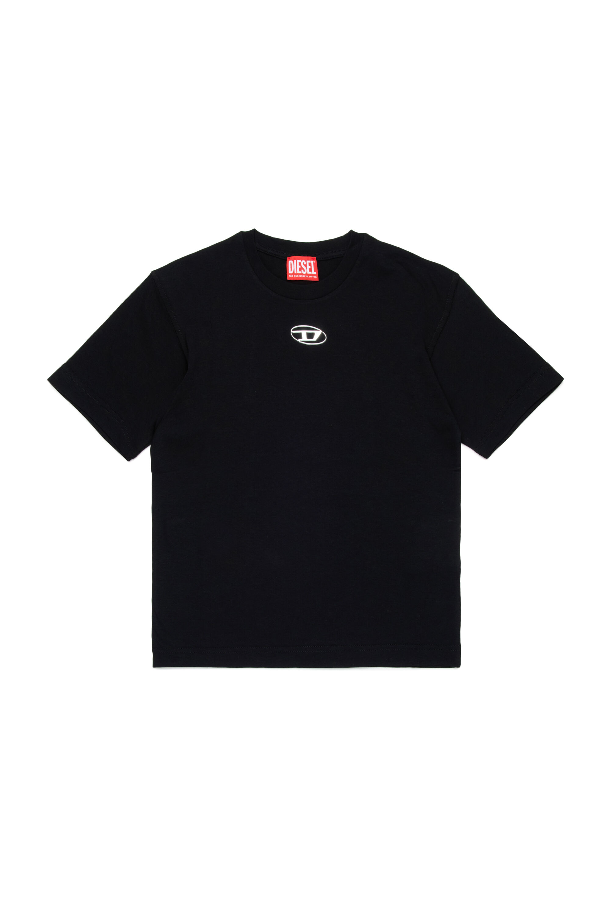 Diesel - TMARCUS OVER, T-shirt con logo Oval D effetto metallo Uomo in Nero - 1