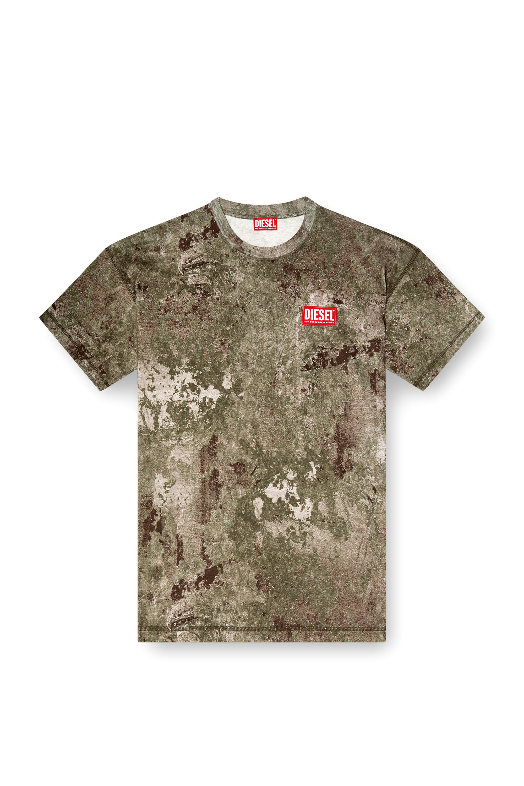 Diesel - T-BOXT-R12, T-shirt con effetto marmorizzato burnout Uomo in Verde - 2