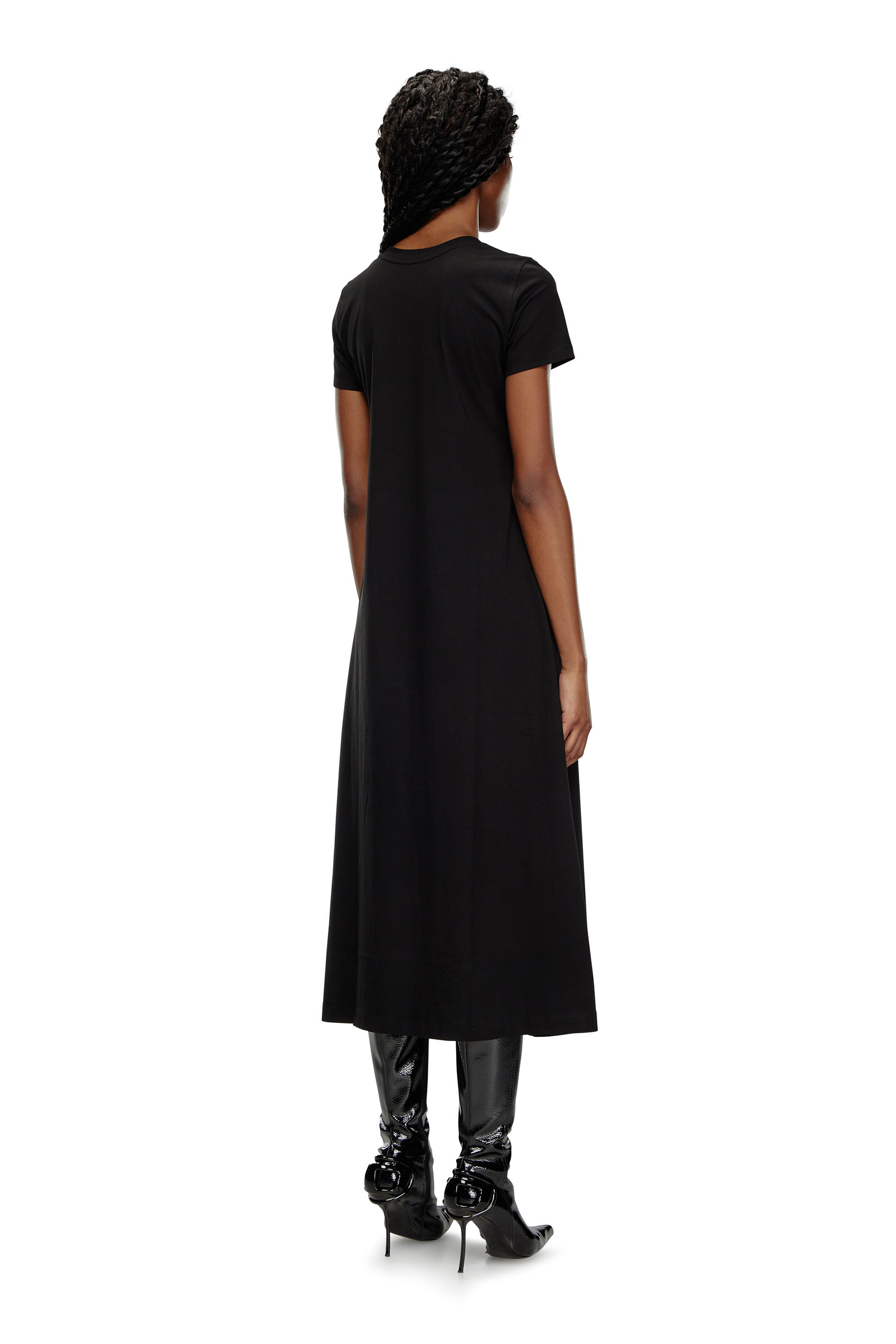 Diesel - D-ALIN-OD, Abito T-shirt con D ricamata Donna in Nero - 3