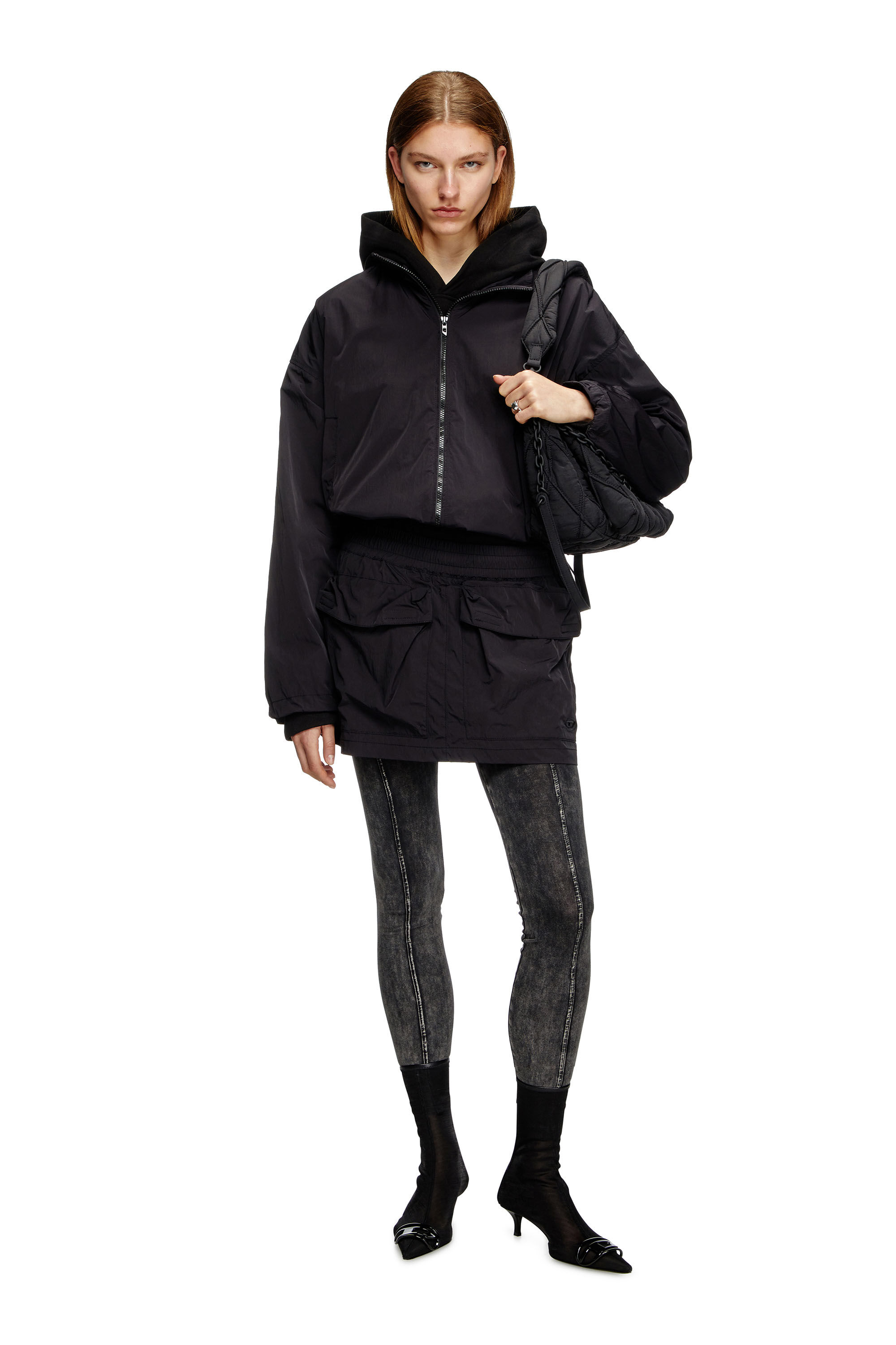 Diesel - G-LEAM, Giacca a vento in nylon compatto Donna in Nero - 1