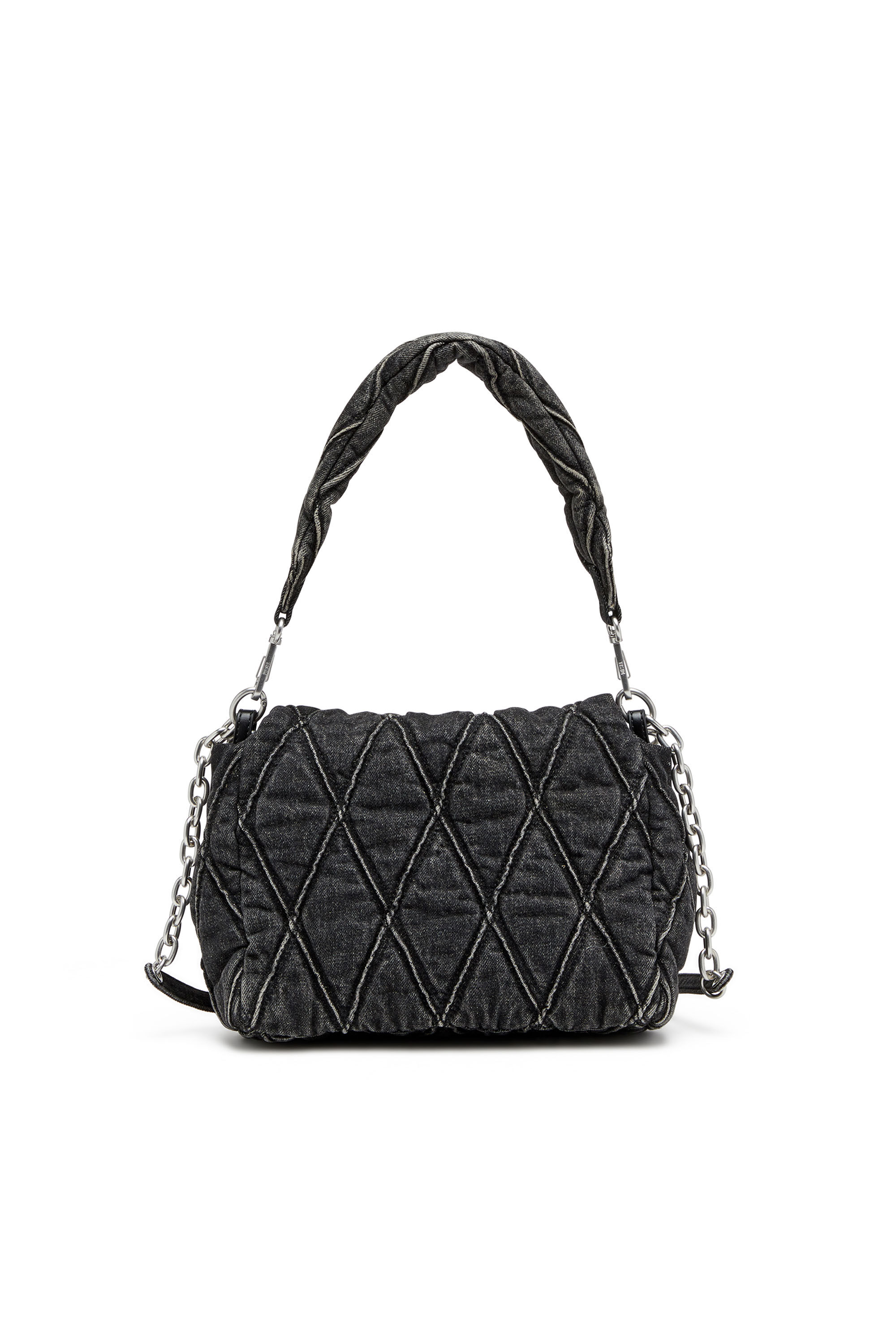 Diesel - CHARM-D SHOULDER M, Charm-D M-Borsa a spalla in denim trapuntato Donna in Nero - 3
