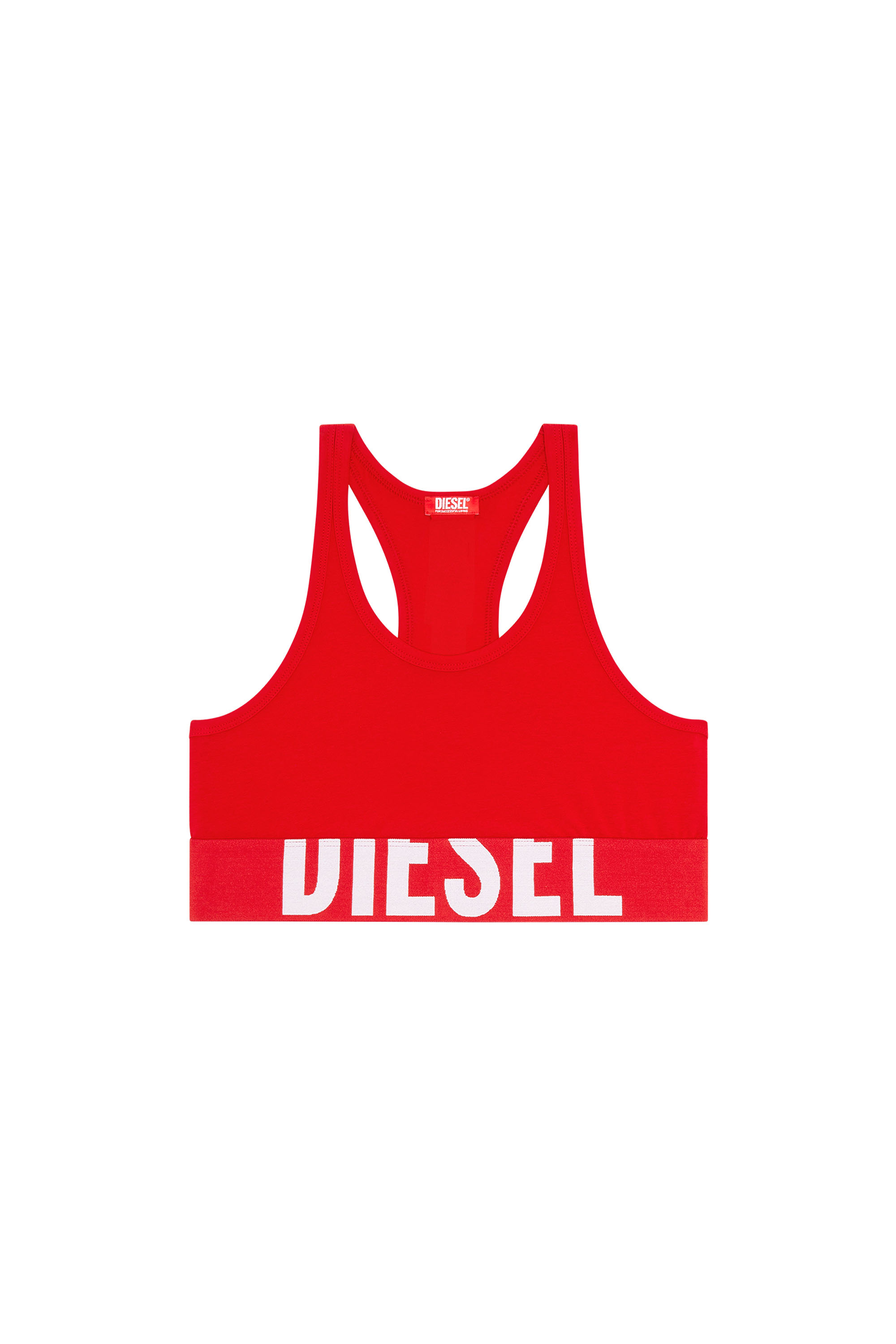 Diesel - UFSB-COTTON-RACE-BRALETTE-XL, Reggiseno sportivo con logo tagliato Donna in Rosso - 4