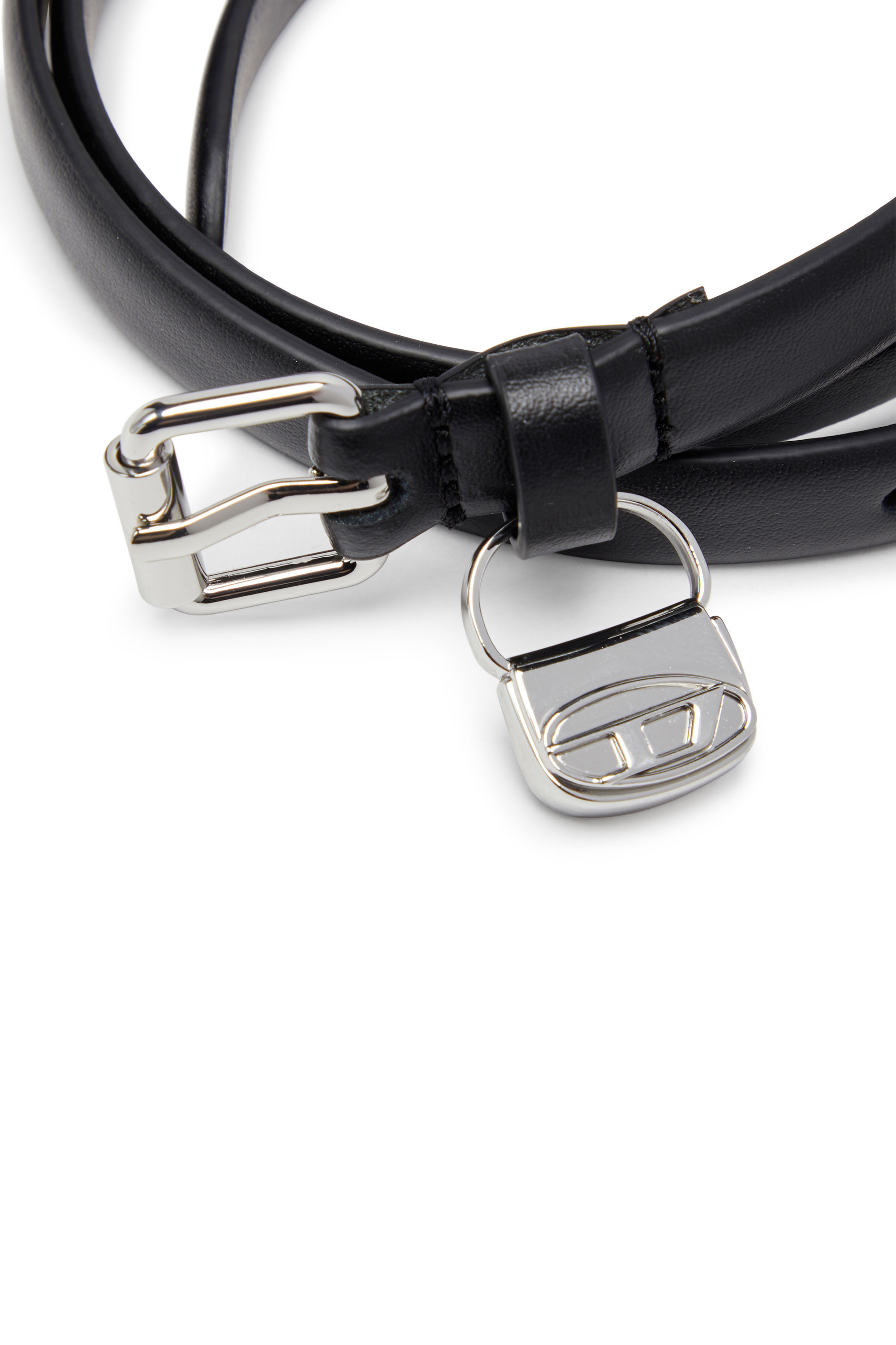Diesel - B-CHARM HIP, Cintura 1.4 cm sottile in pelle con charm 1DR Donna in Nero - 3