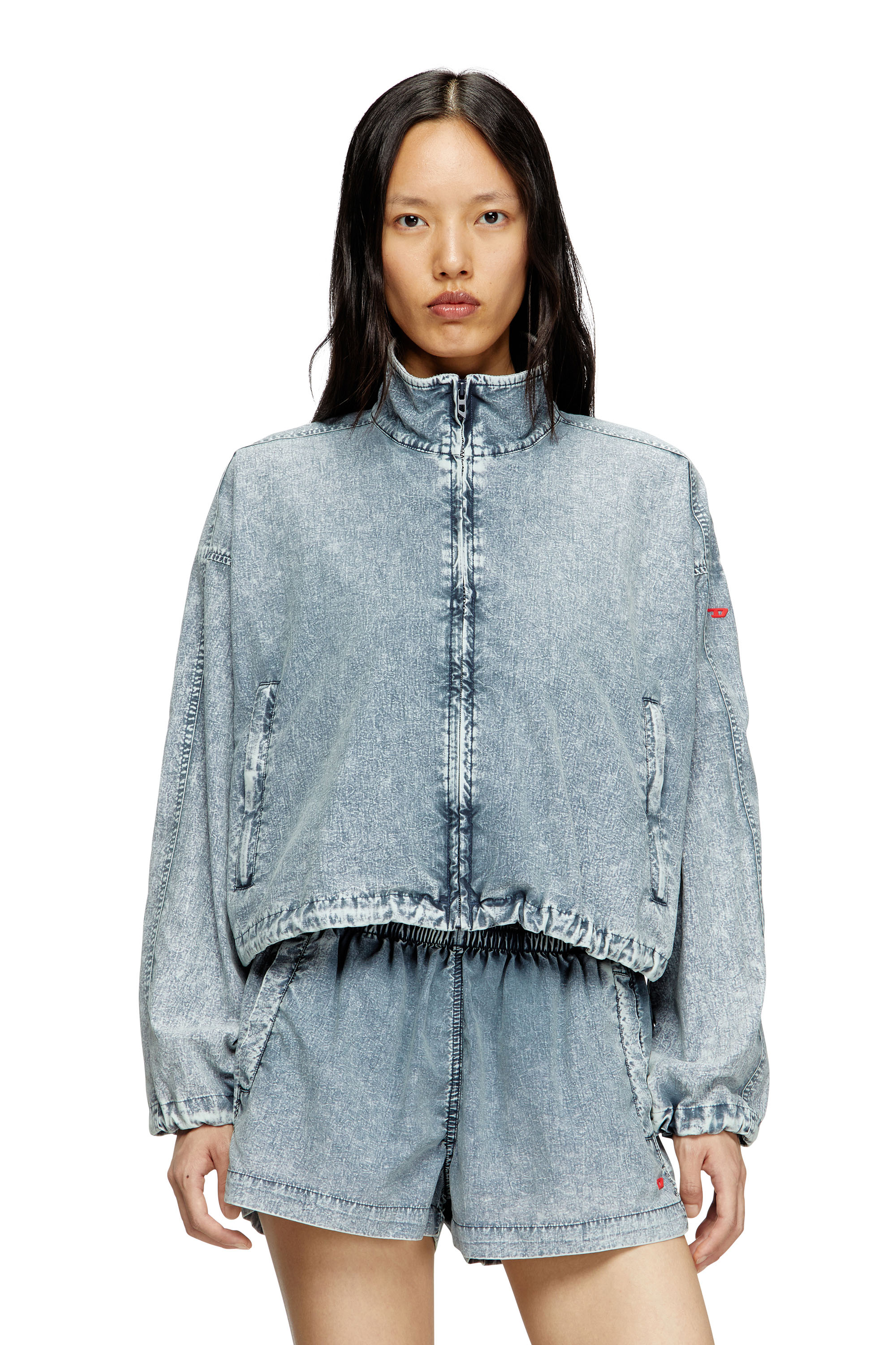 Diesel - G-LEAM-R1, Giacca corta in nylon di Taslan riciclato Donna in Blu - 1