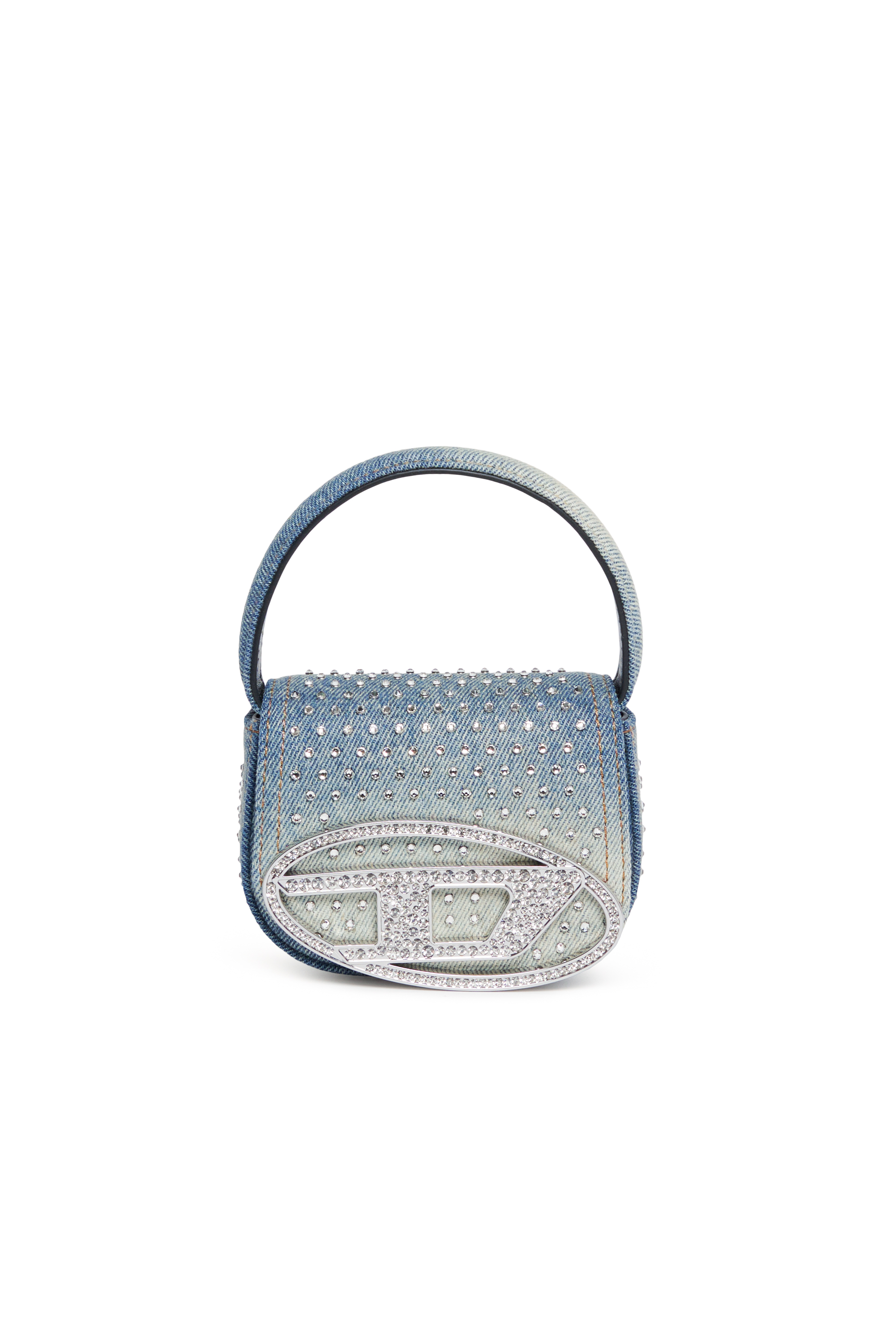 Diesel - 1DR XS, Iconica mini bag in denim e cristalli Donna in Blu - 1