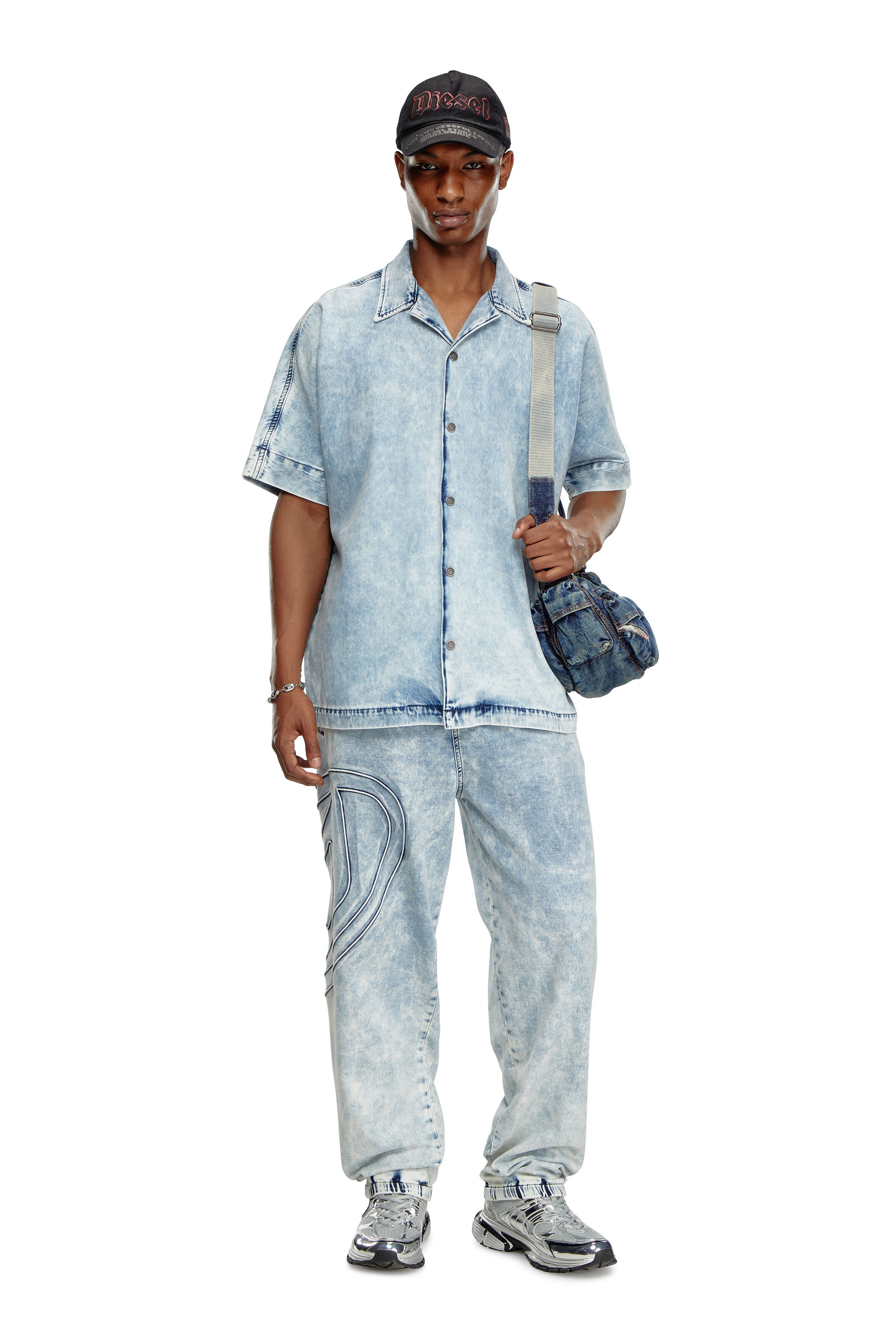 Diesel - D-NABIL-S, Camicia bowling in denim con Oval D Uomo in Blu - 2