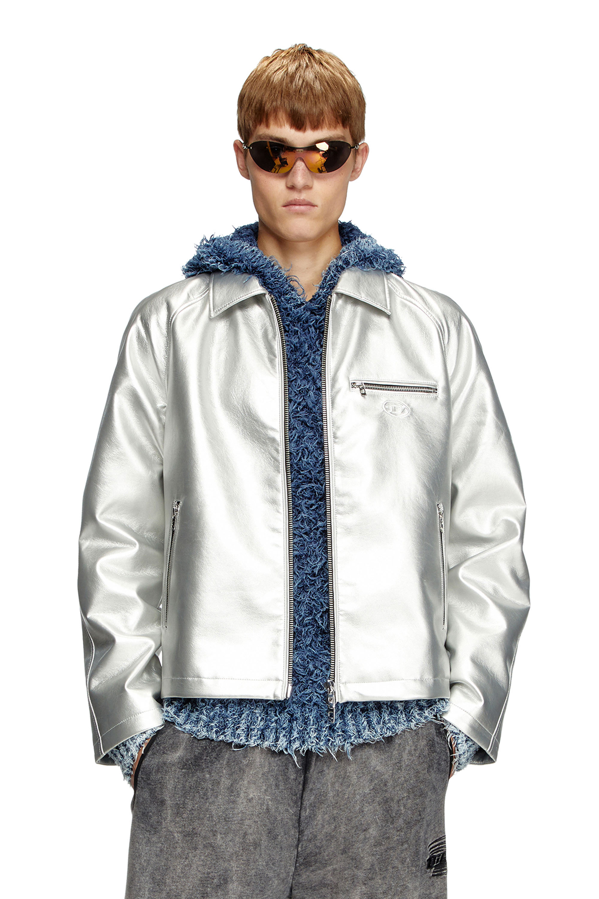 Diesel - J-THOME, Giacca sportiva metallizzata Unisex in Argento - 2