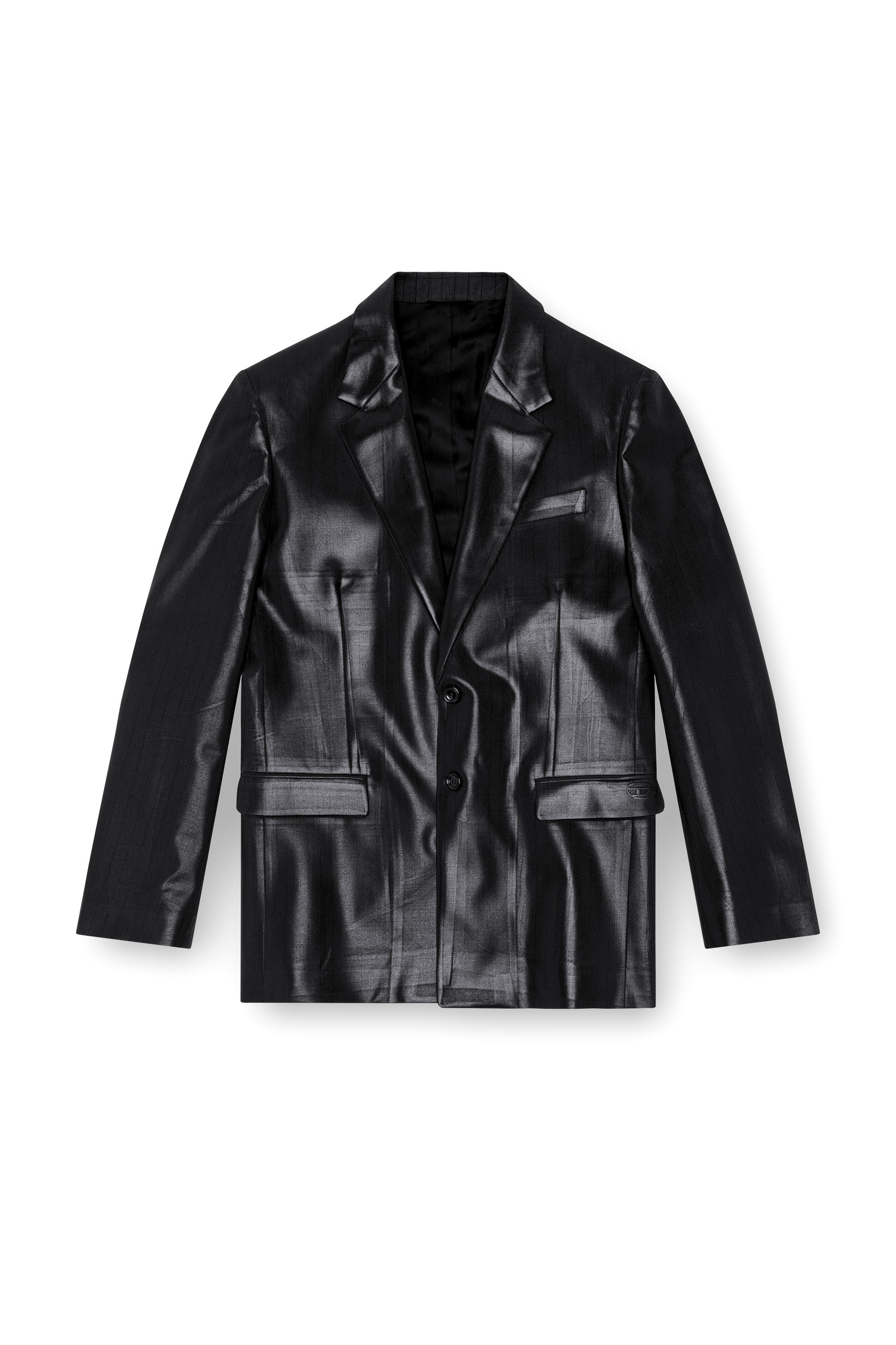 Diesel - J-STANLEY, Blazer gessato con coating lucido Uomo in Nero - 3