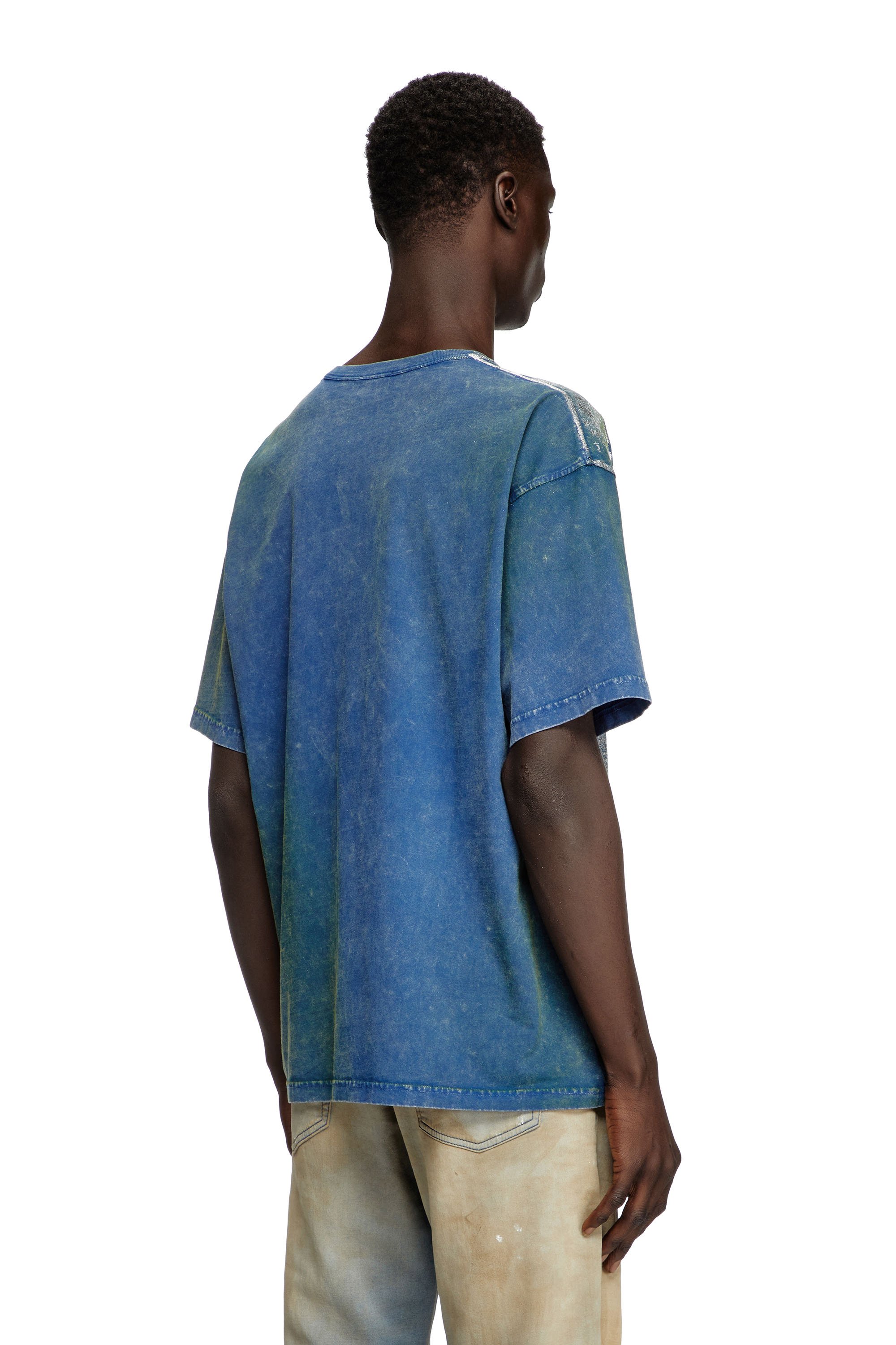 Diesel - T-BOXT-R2, T-shirt con logo ed effetti metallizzati Uomo in Blu - 4