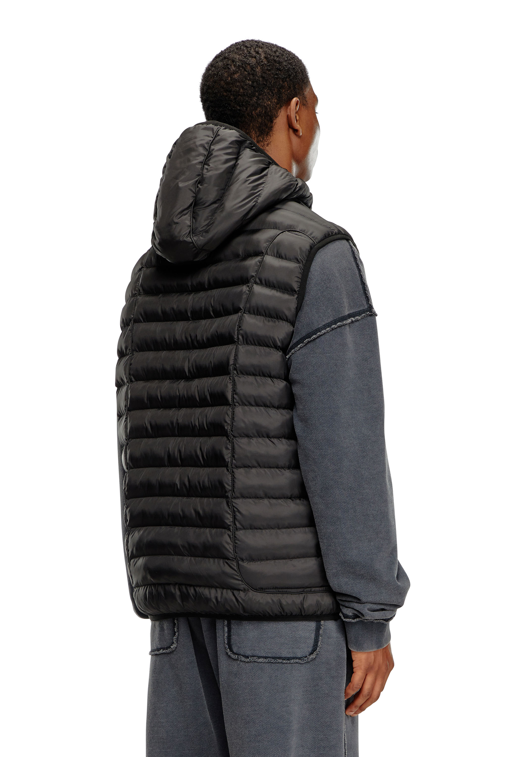 Diesel - W-TEMPLE, Gilet imbottito in nylon leggero Uomo in Nero - 4