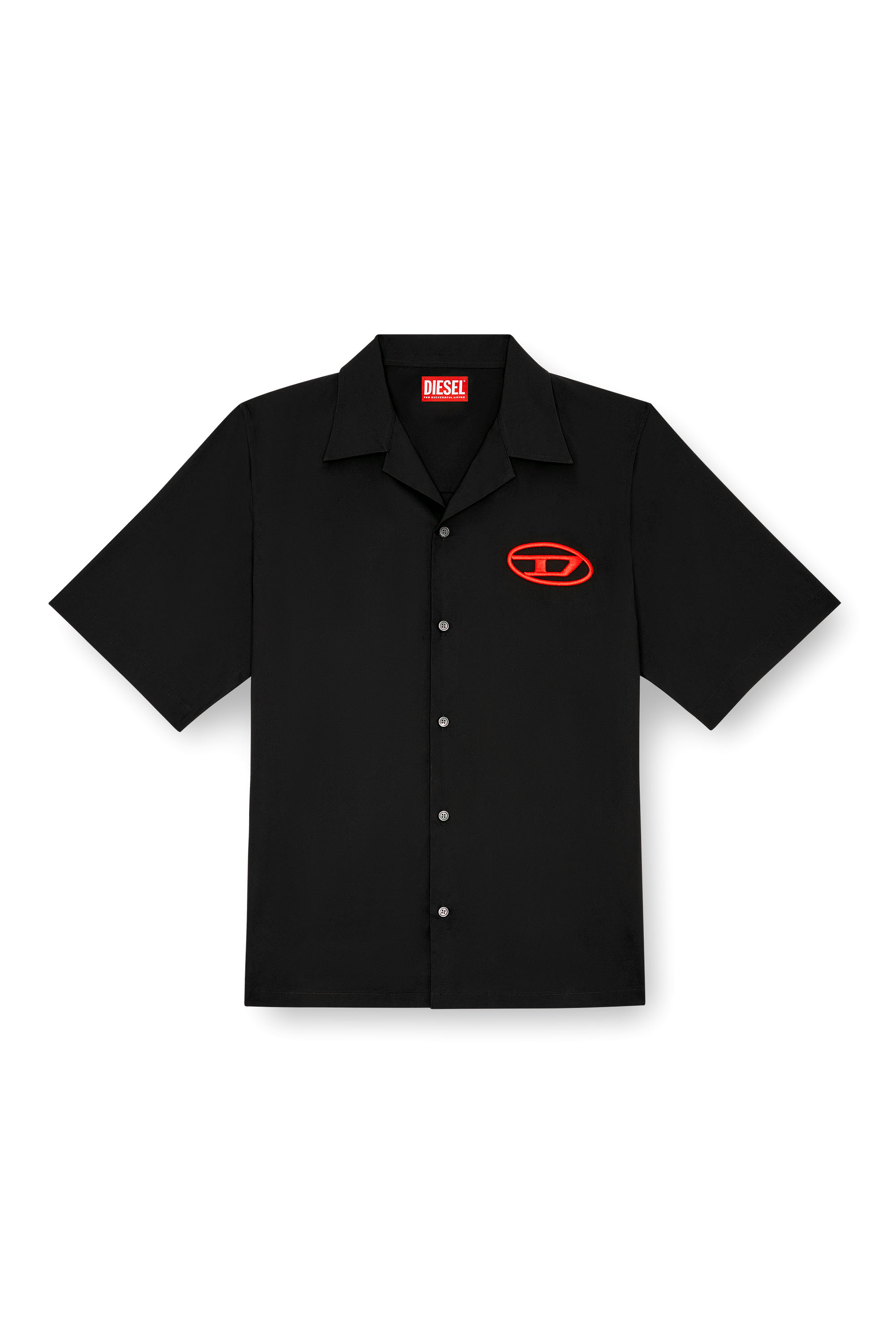 Diesel - S-MAC-C, Camicia bowling con logo ricamato Uomo in Nero - 3