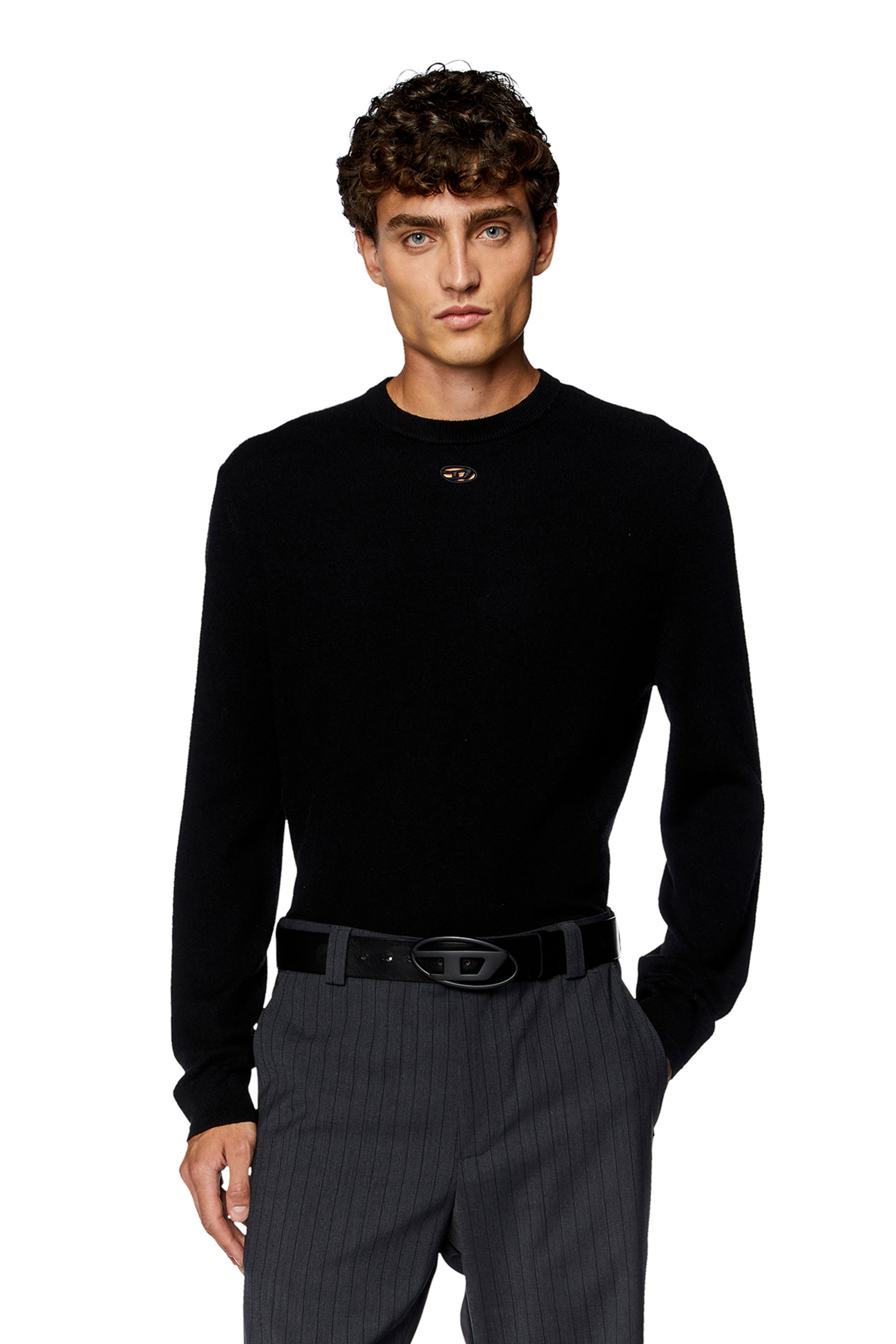 Diesel - K-VIERI, Maglia in lana e cotone Uomo in Nero - 1