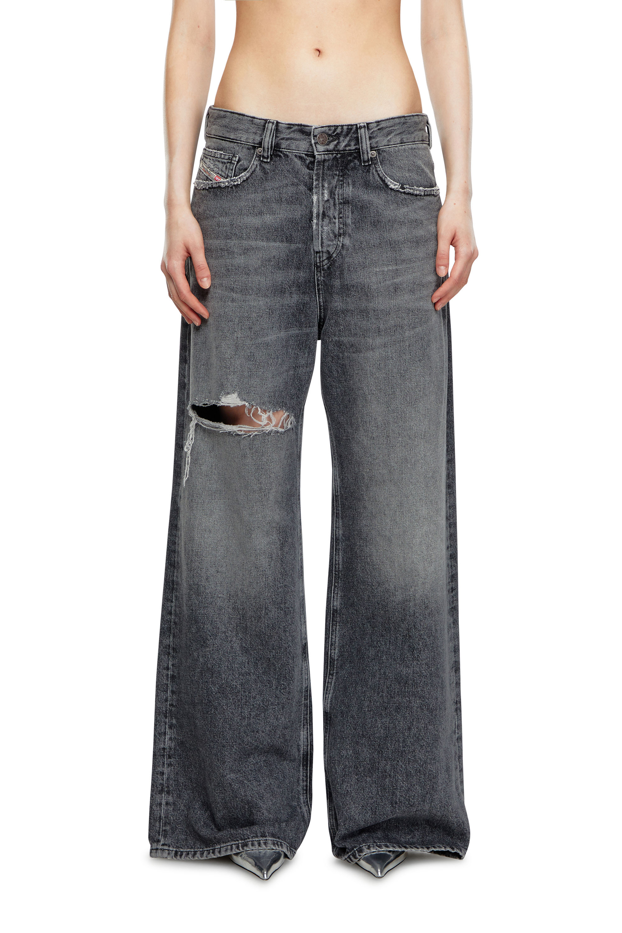 Diesel - Relaxed Jeans 1996 D-Sire 007X4 Donna, Nero/Grigio scuro - Image 1