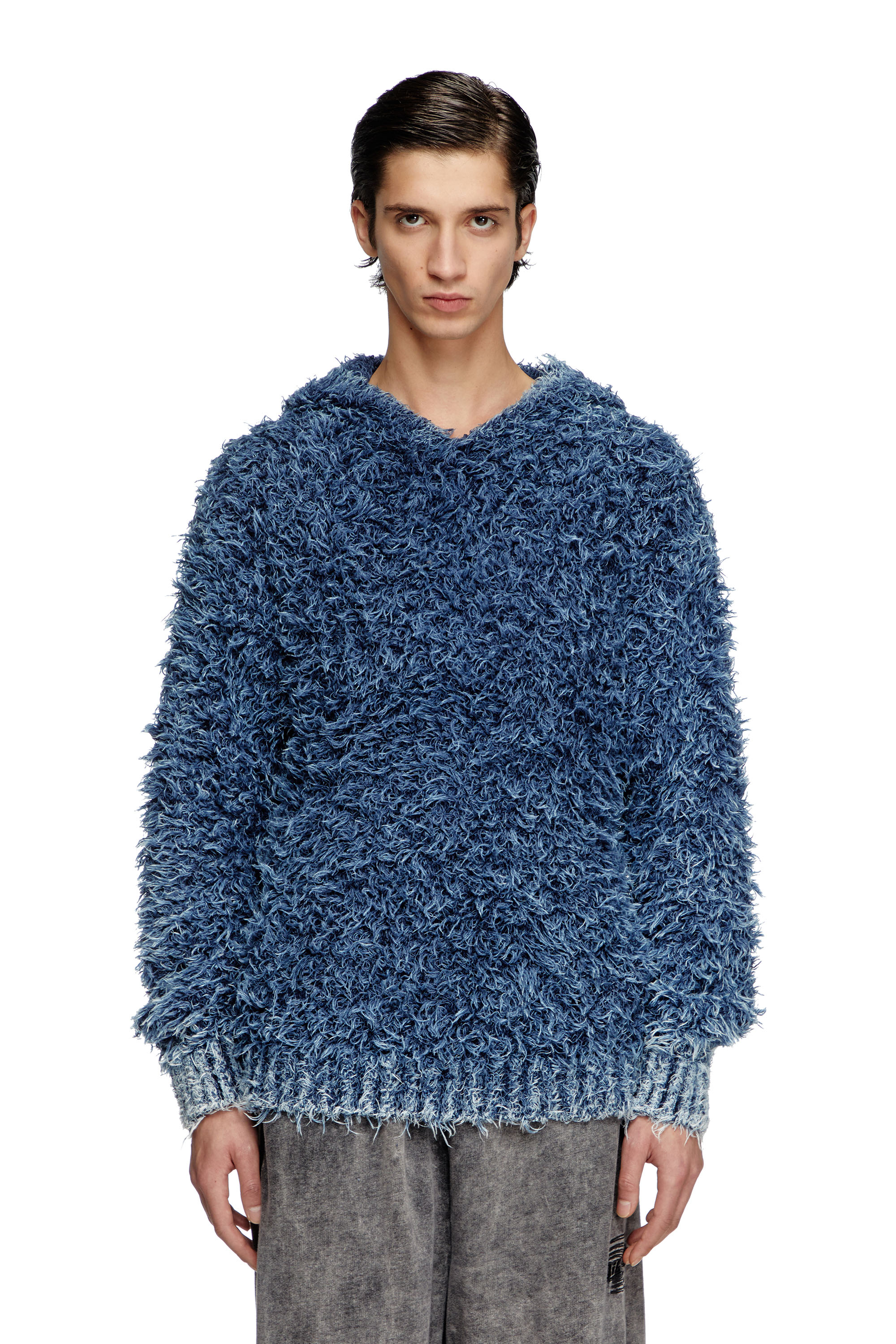Diesel - K-DAVE, Hoodie in maglia tattile Uomo in Blu - 1