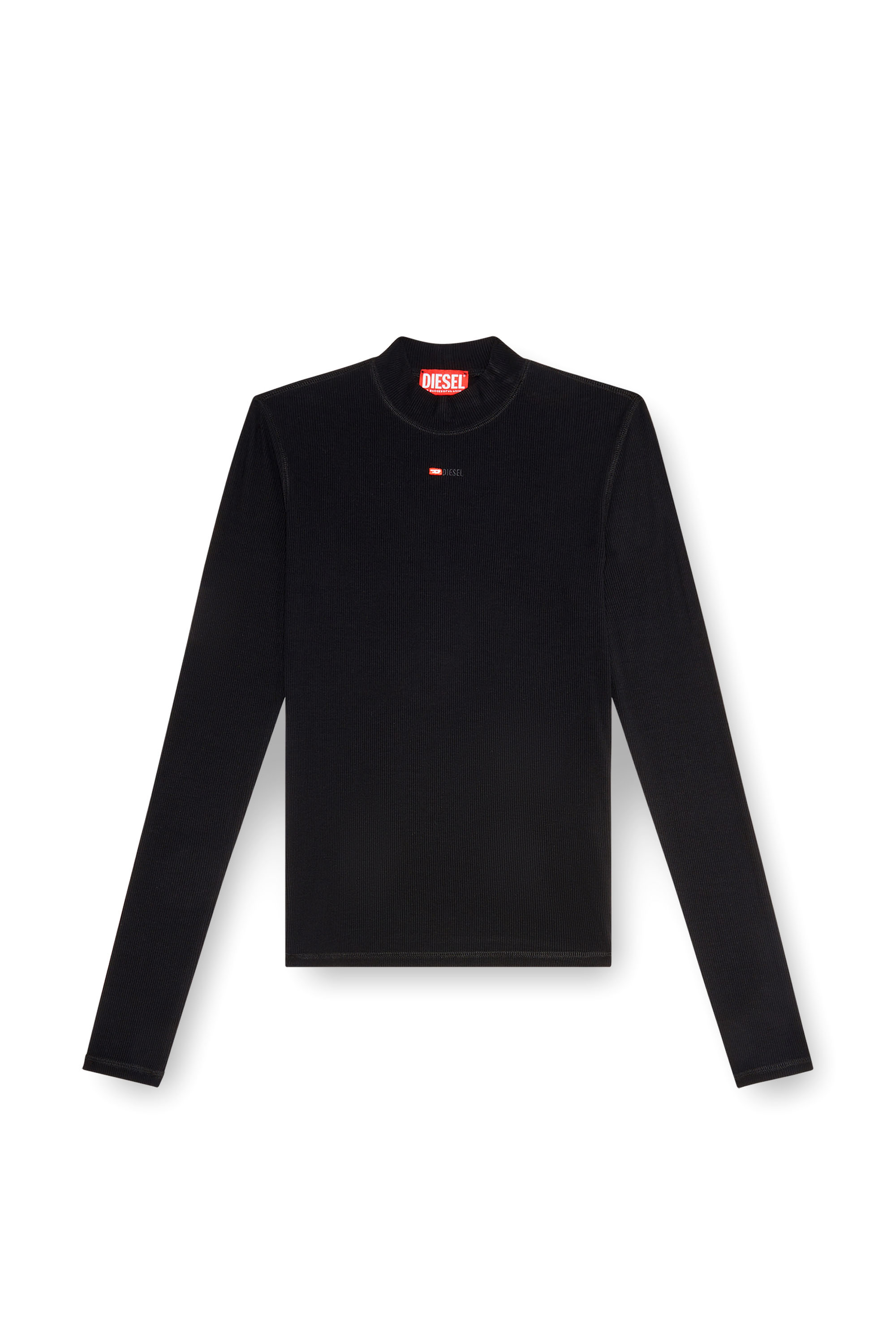 Diesel - T-MOKKY-LS-MICRODIV, Top a coste con collo a lupetto Donna in Nero - 3