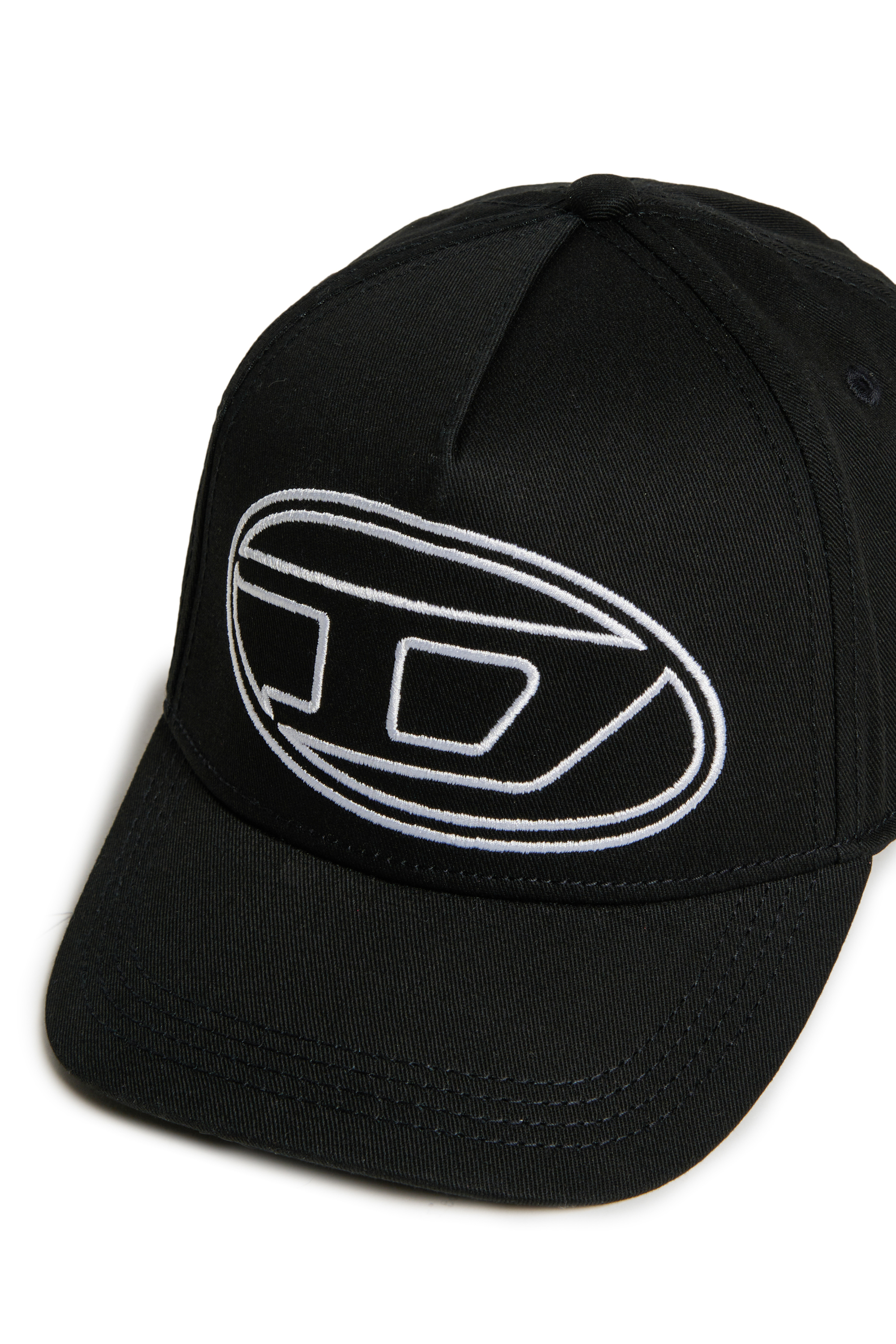 Diesel - FRENDIL, Berretto da baseball con ricamo Oval D Uomo in Nero - 3