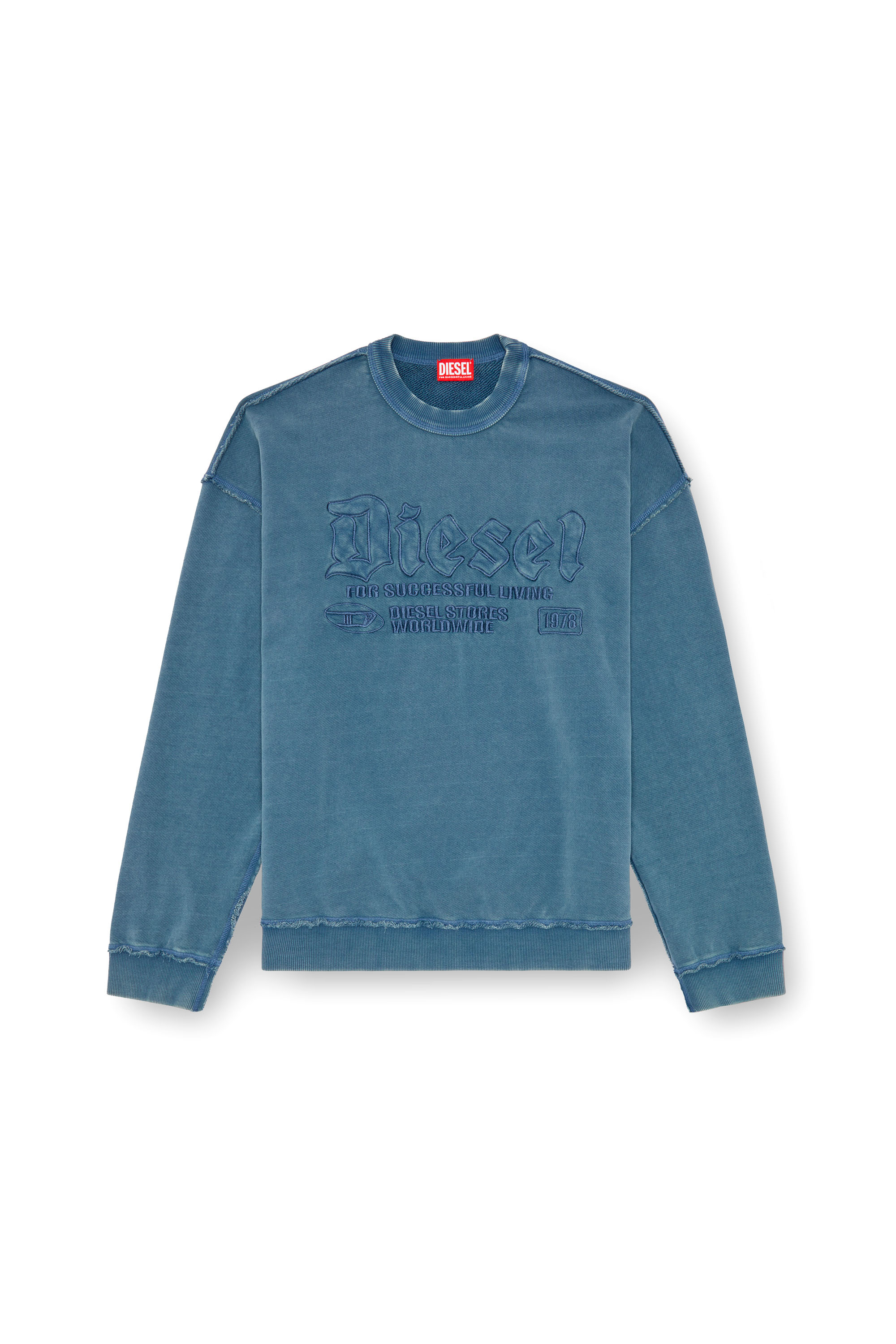 Diesel - S-BOXT-RAW, Felpa con ricamo logo Uomo in Blu - 3