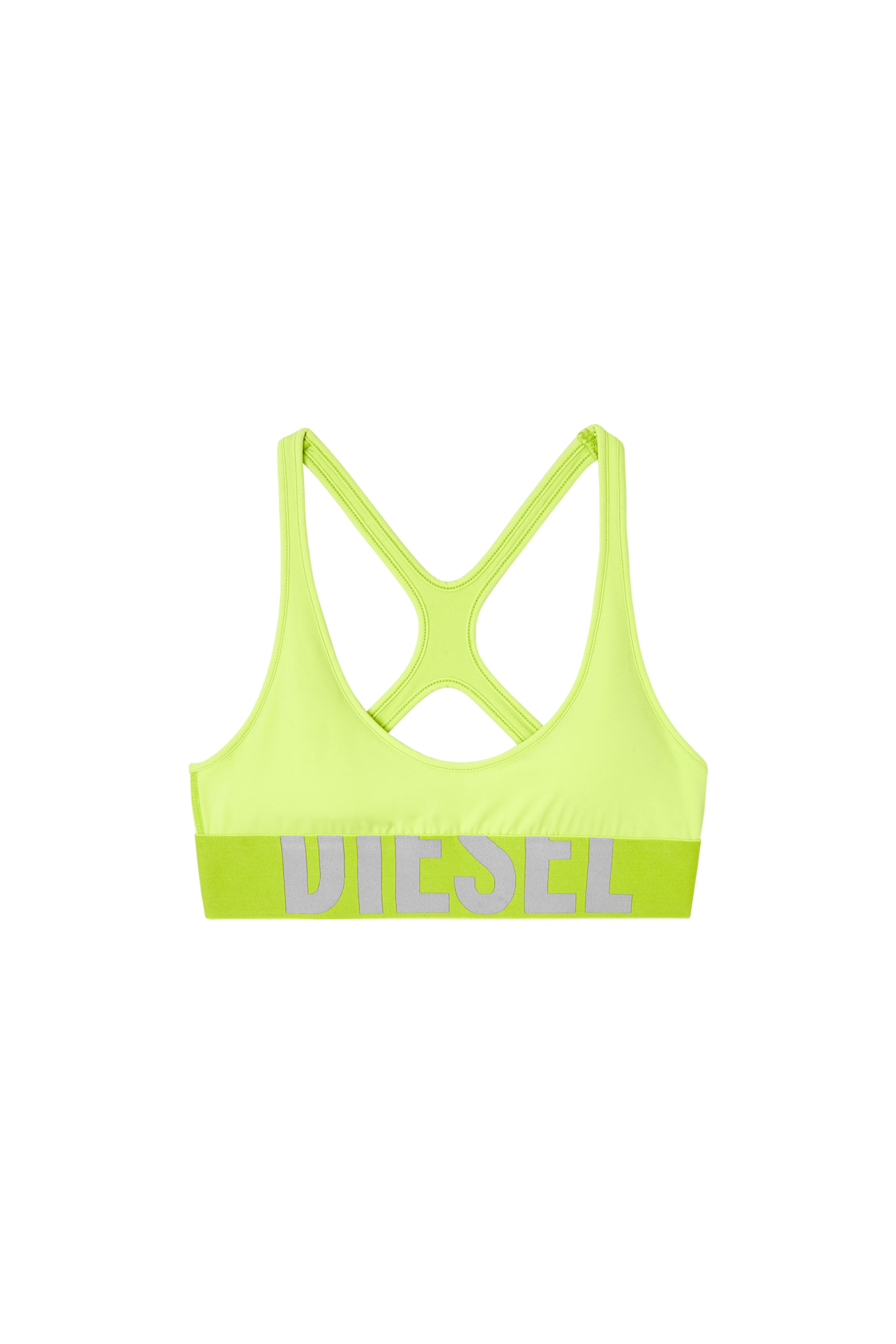 Diesel - ALLISON-D-POP, Reggiseno sportivo con logo tagliato Donna in Verde - 4