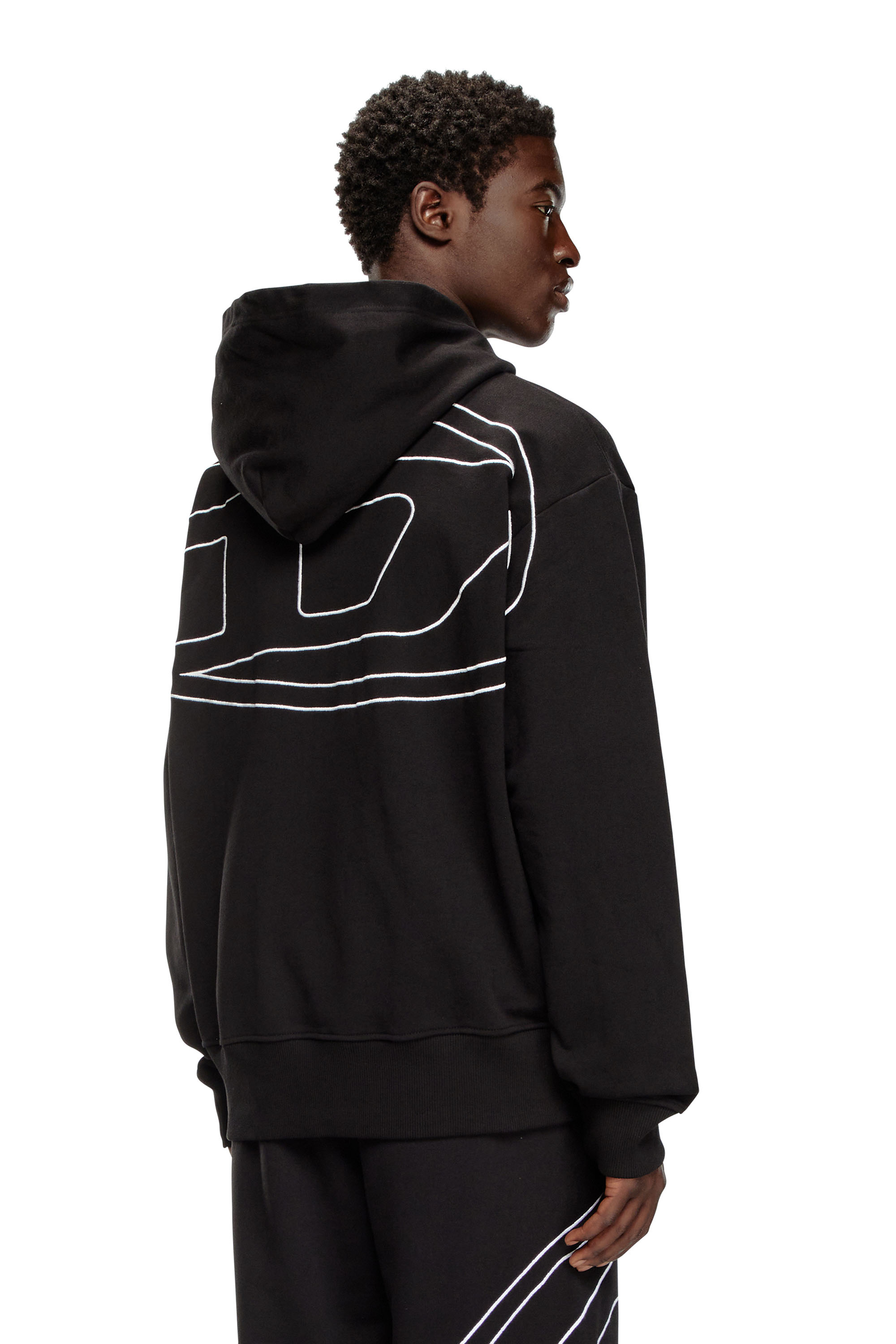Diesel - S-MACS-HOOD-MEGOVAL-D, Hoodie con ricamo logo Uomo in Nero - 1
