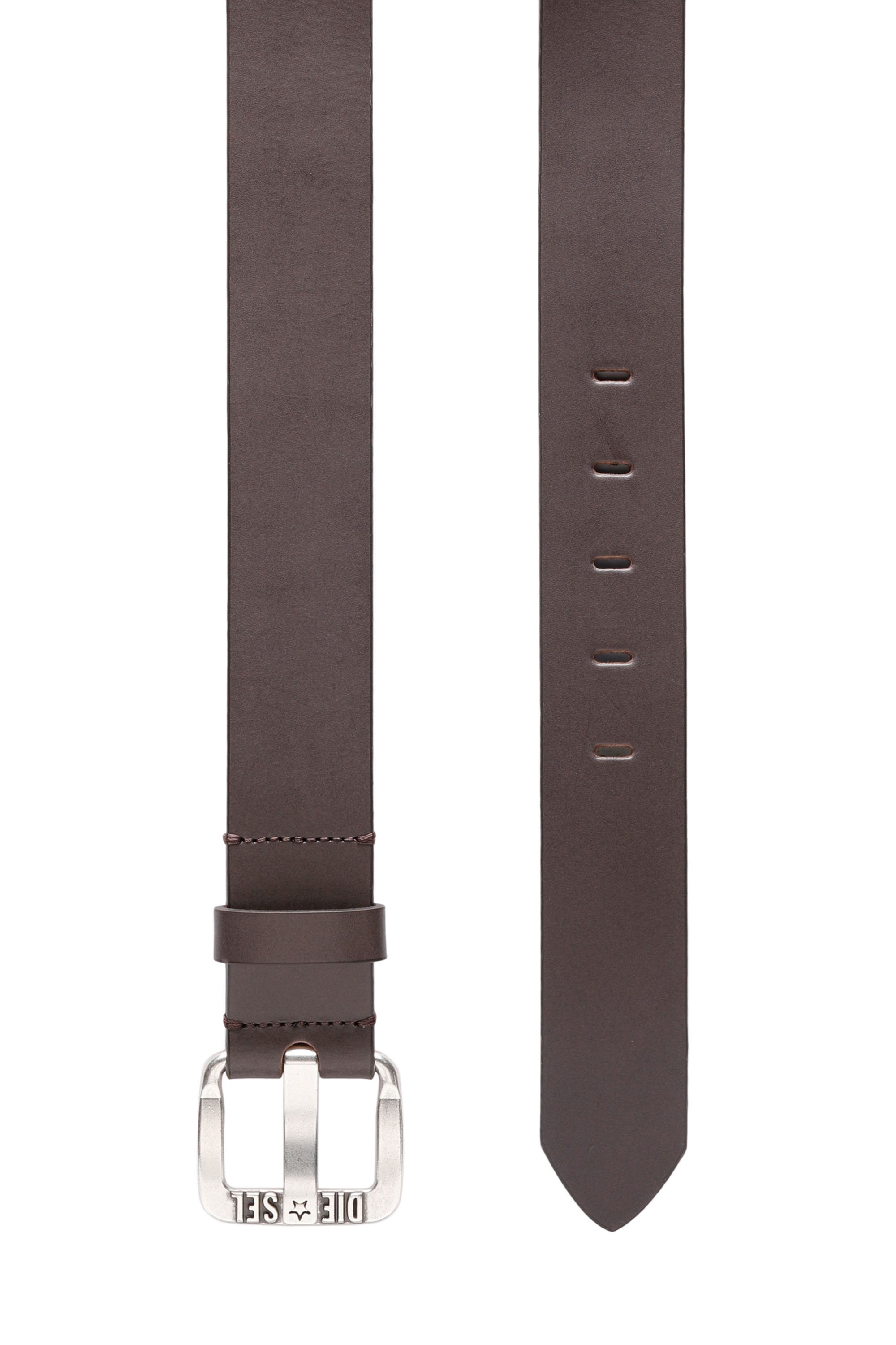Diesel - B-STAR II, Cintura in pelle con fibbia in metallo con logo a stella Uomo in Marrone - 3