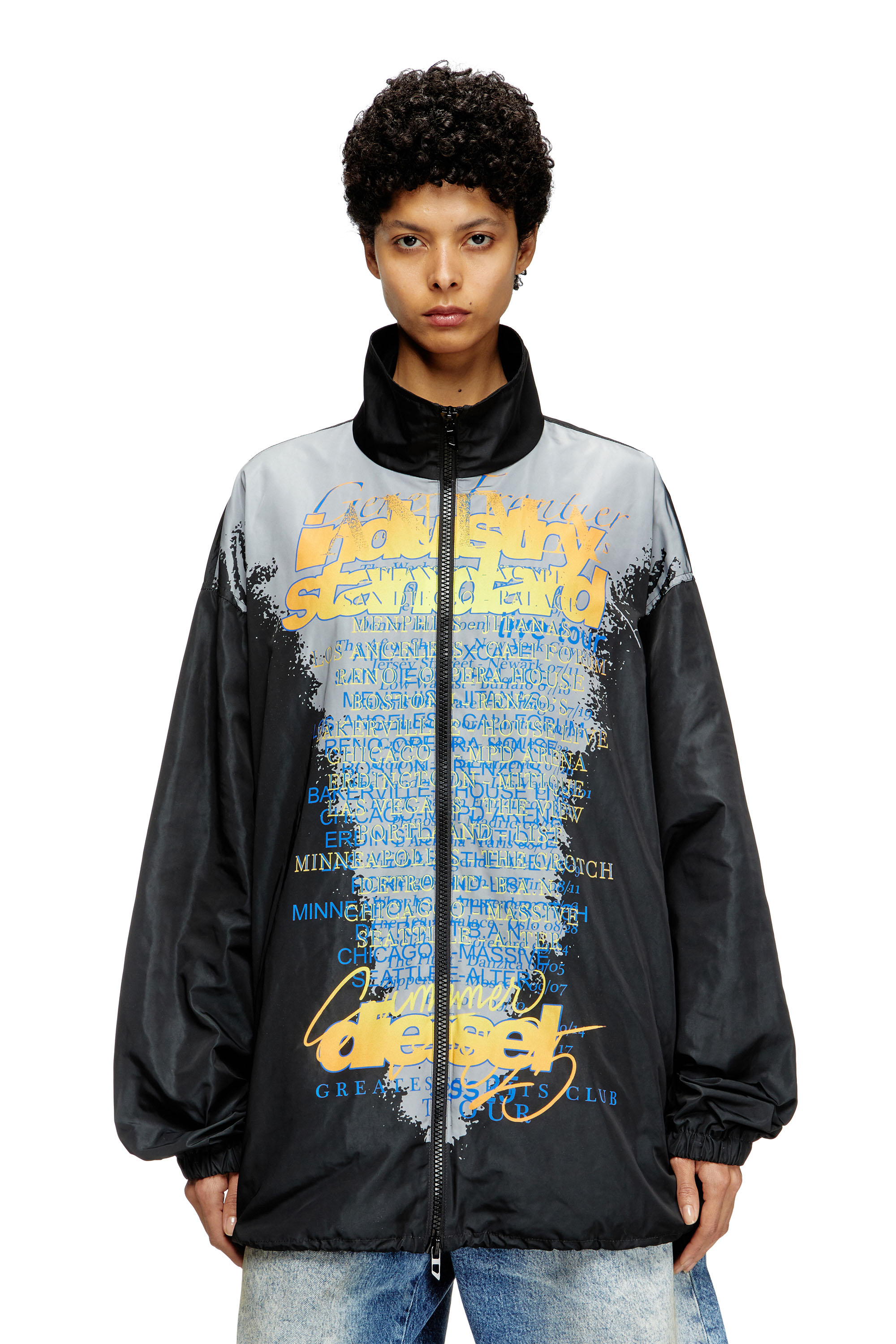 Diesel - J-ERIK, Giacca leggera con stampa DJ Unisex in Nero - 1