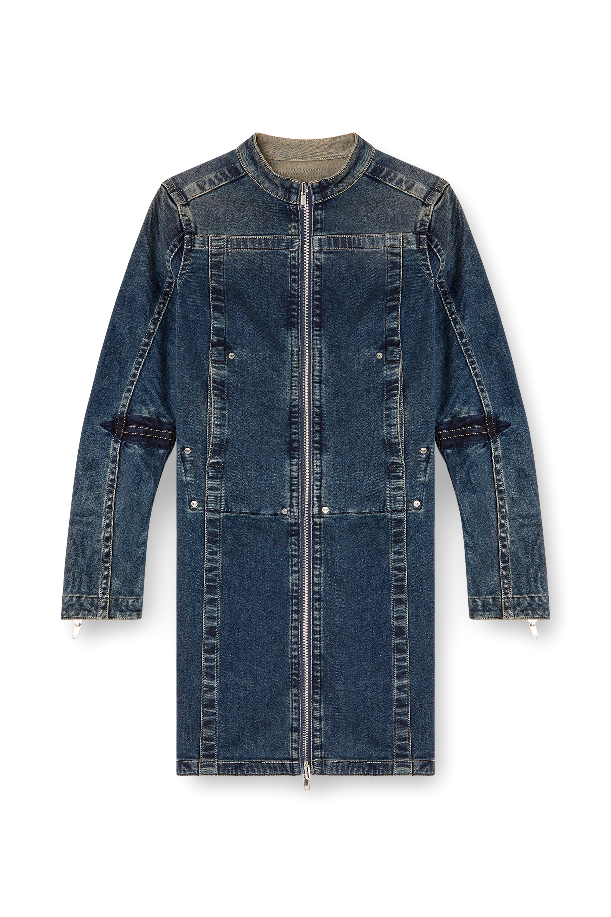 Diesel - DE-ROMI-RE, Woman's Short dress in Rehab denim in Dark Blue - 2