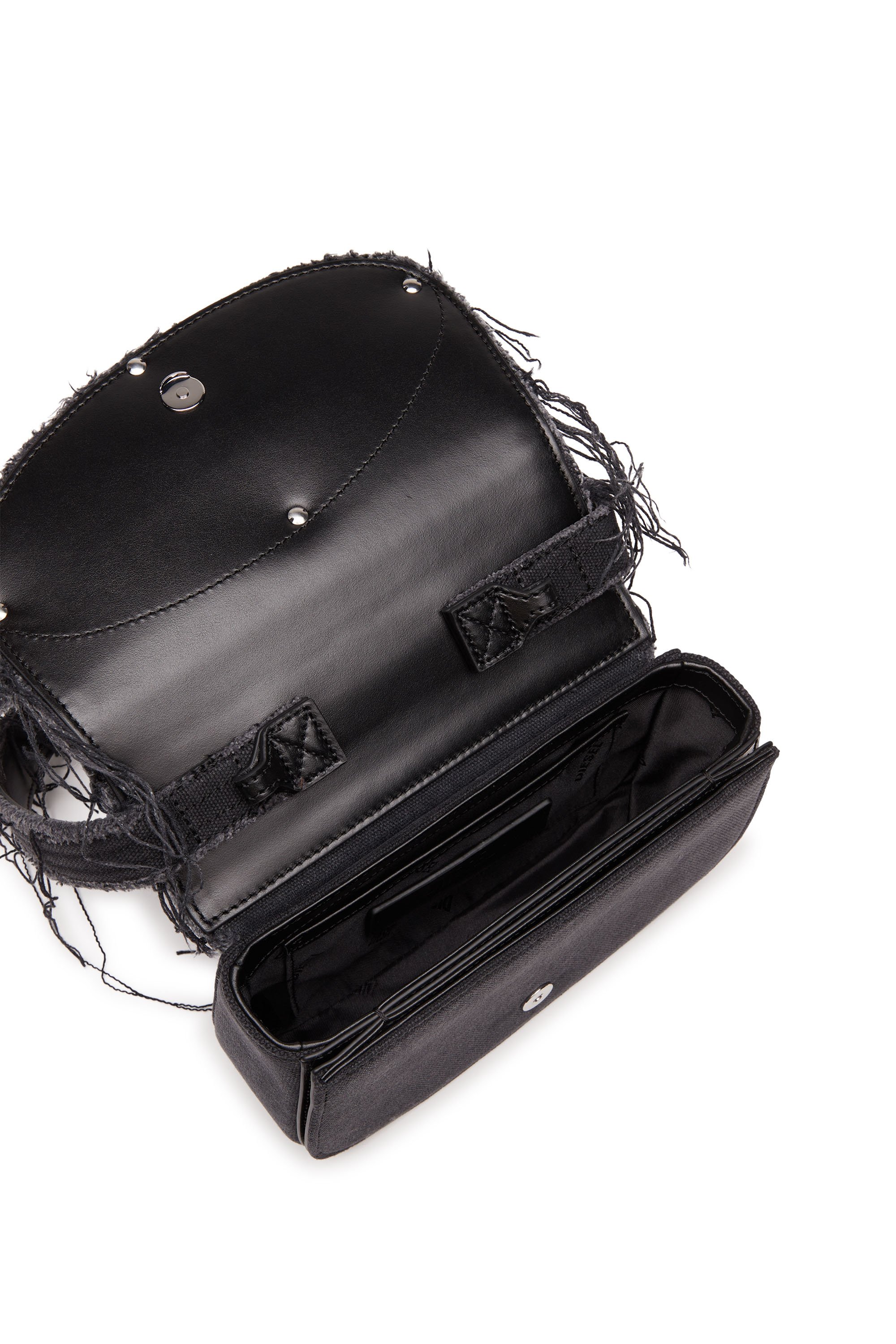 Diesel - 1DR, 1DR-Iconica borsa a spalla in tela e pelle Donna in Nero - 4
