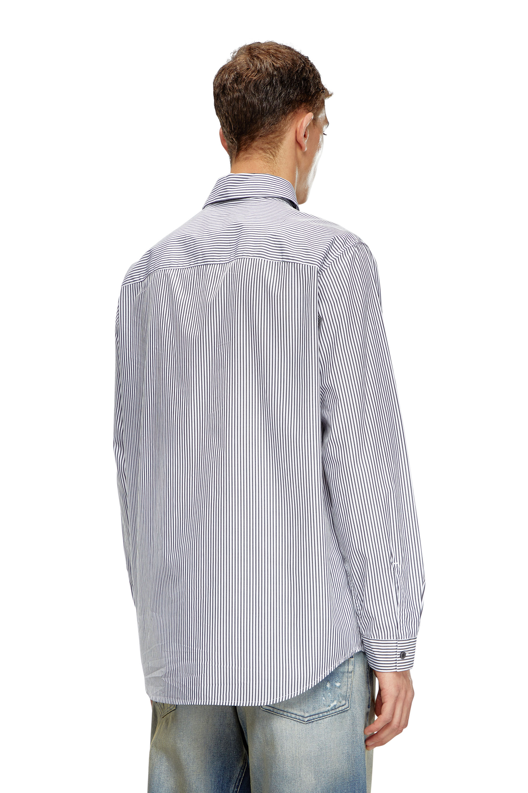 Diesel - S-SIMPLY-E, Camicia a righe con ricamo Oval D Uomo in Nero - 4
