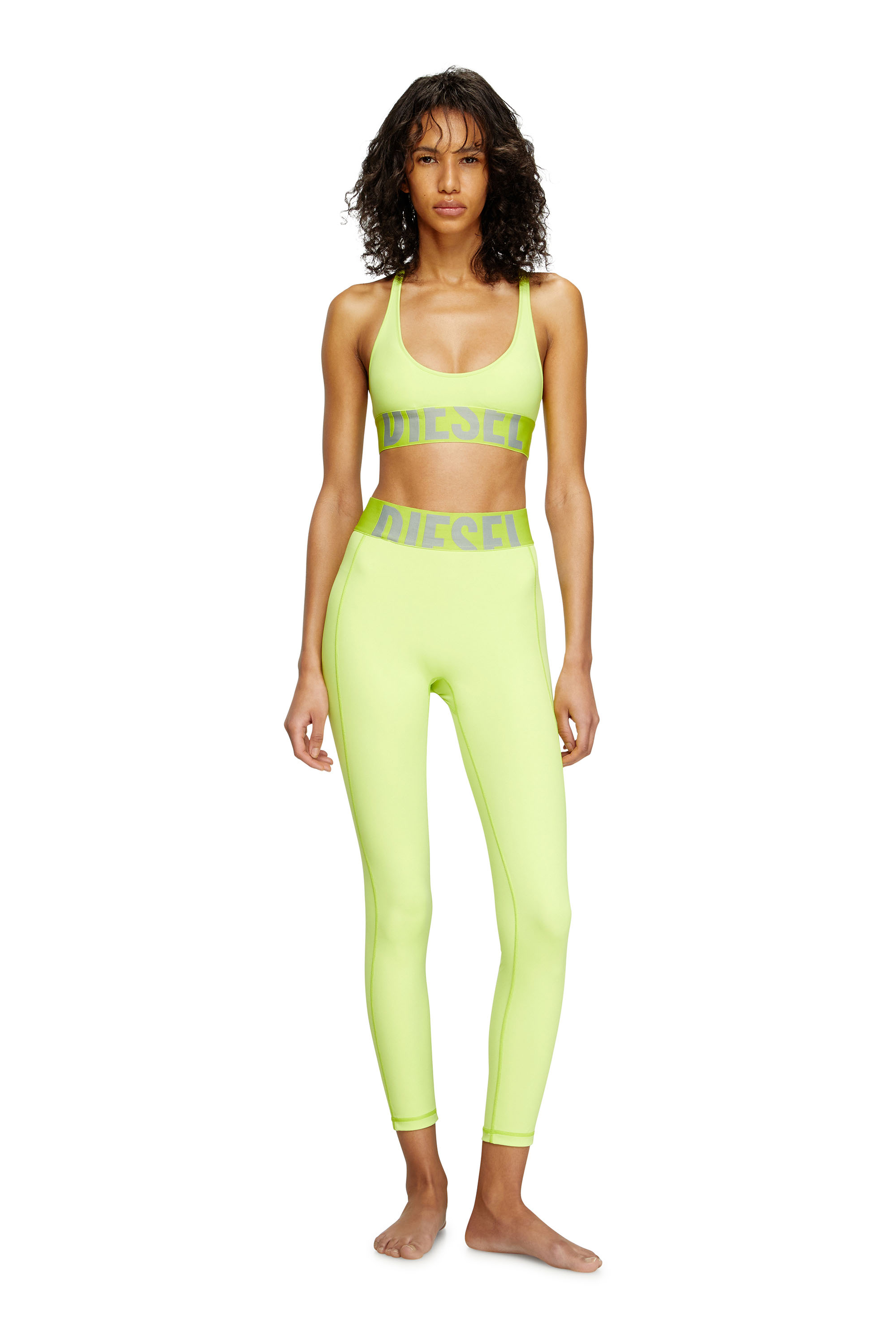 Diesel - ALLISON-D-POP, Reggiseno sportivo con logo tagliato Donna in Verde - 2