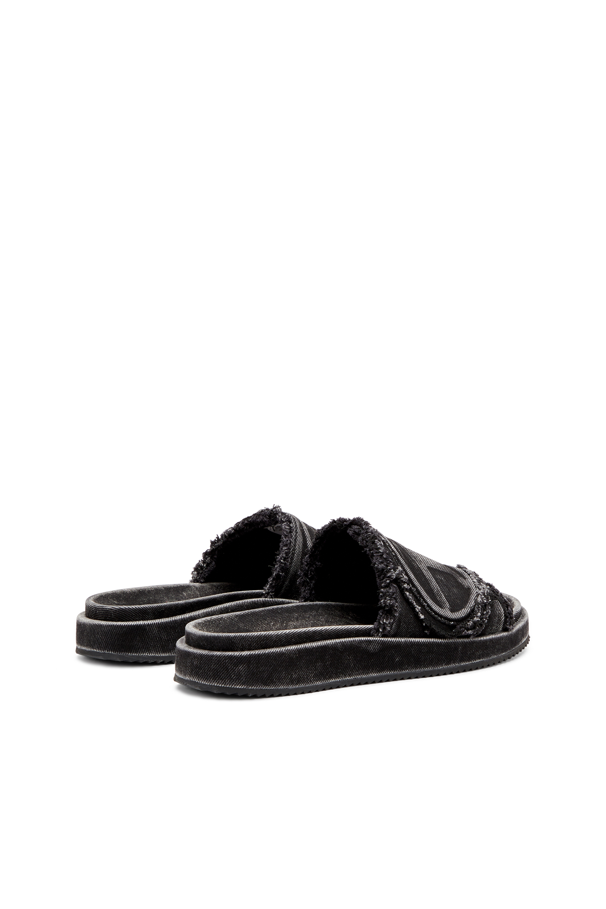 Diesel - SA-SLIDE D OVAL, Sa-Slide D-Slide in denim distressed Unisex in Nero - 3