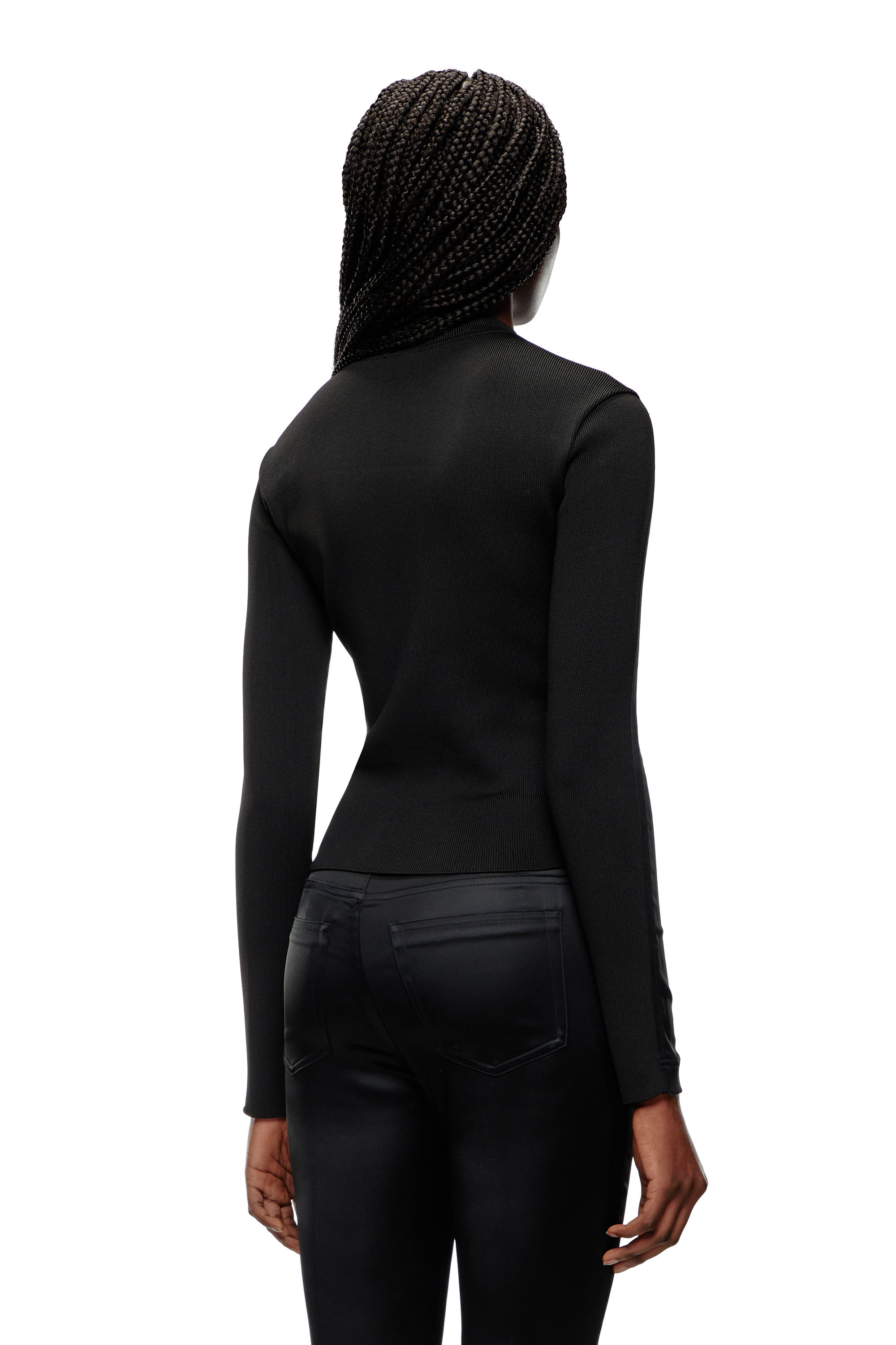 Diesel - G-OPER, Giacca in maglia e raso stretch Donna in Nero - 4