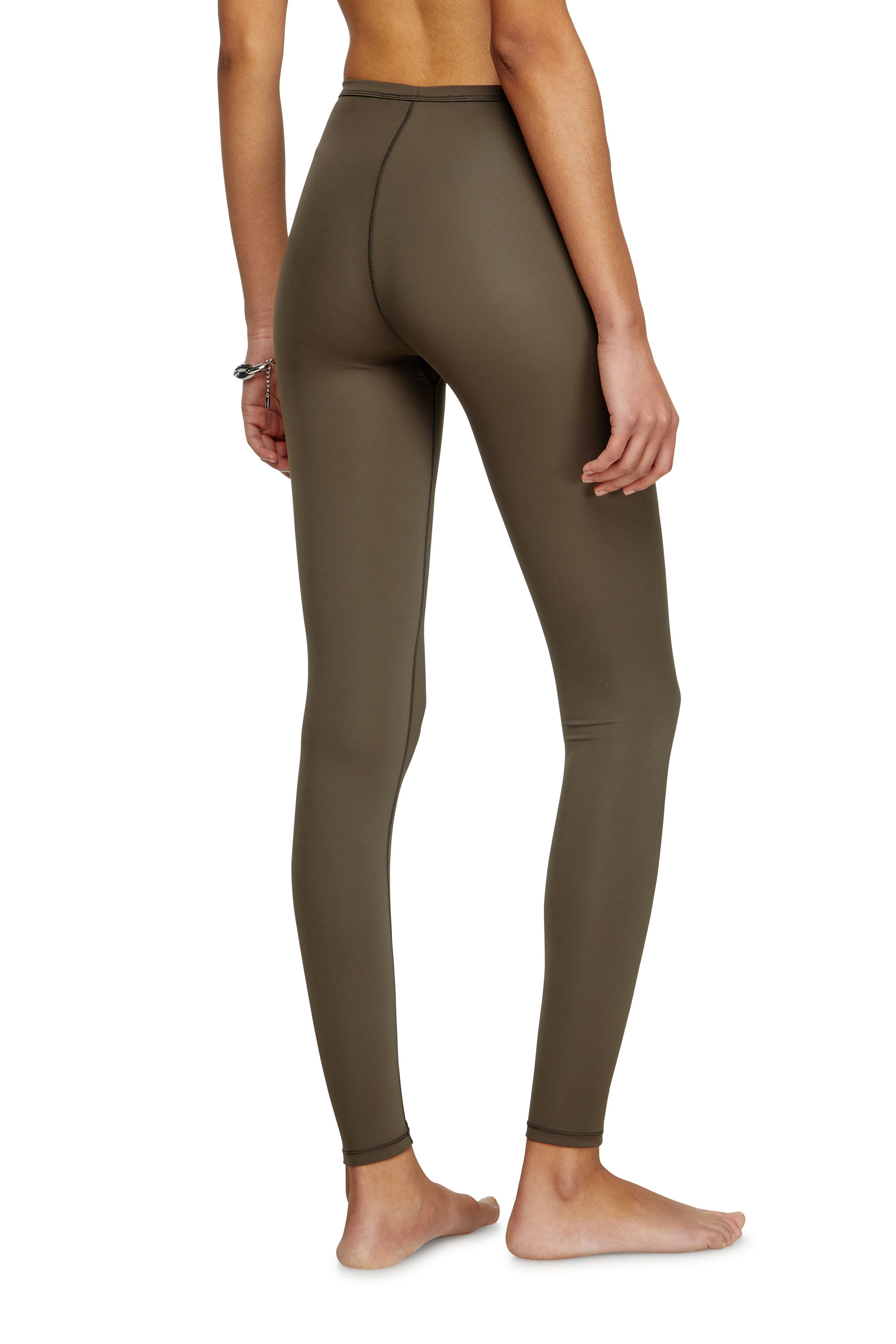 Diesel - MINA-UTLT, Leggings in nylon stretch Donna in Marrone - 3