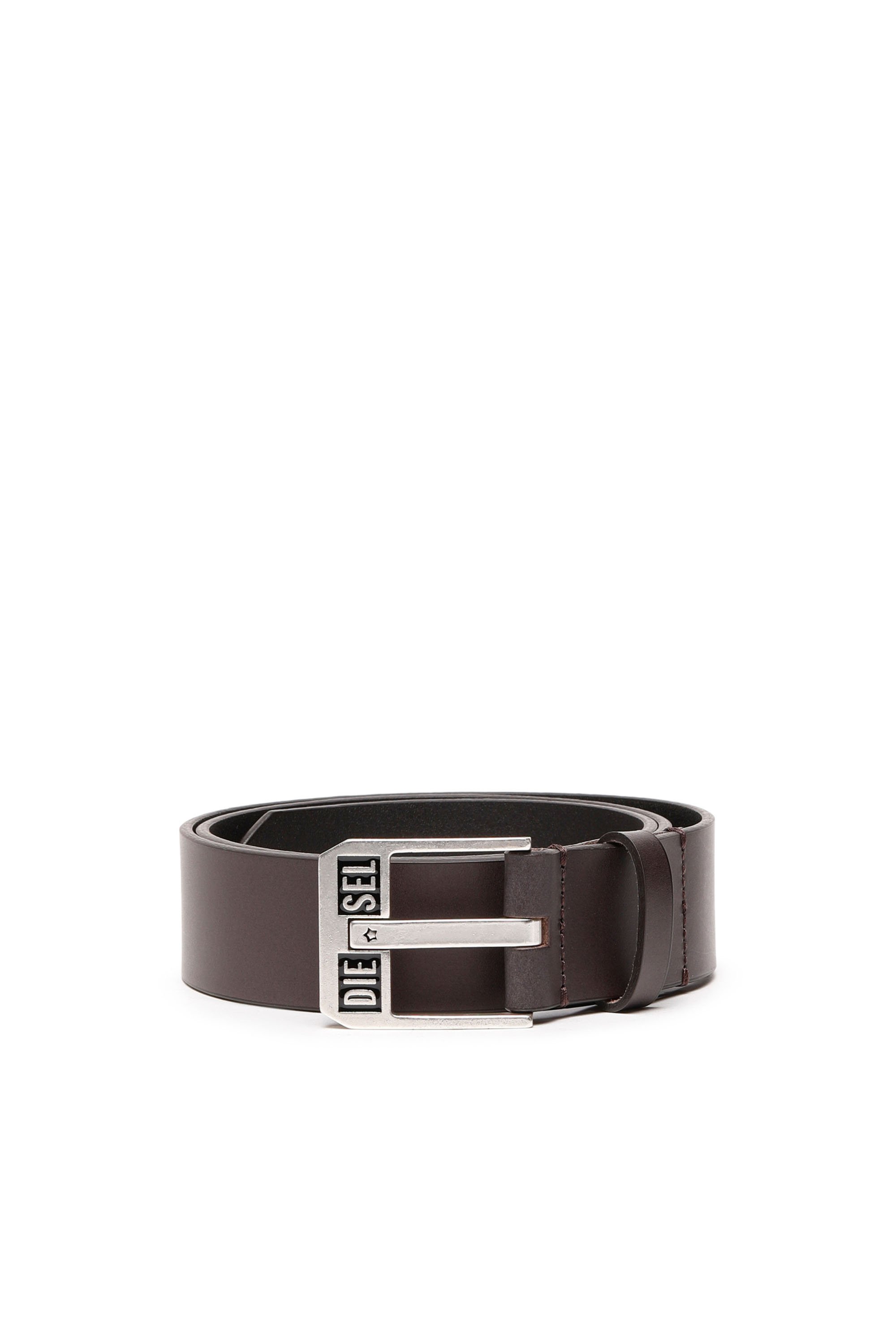 Diesel - BLUESTAR II, Cintura in pelle con fibbia con logo a stella Uomo in Marrone - 1