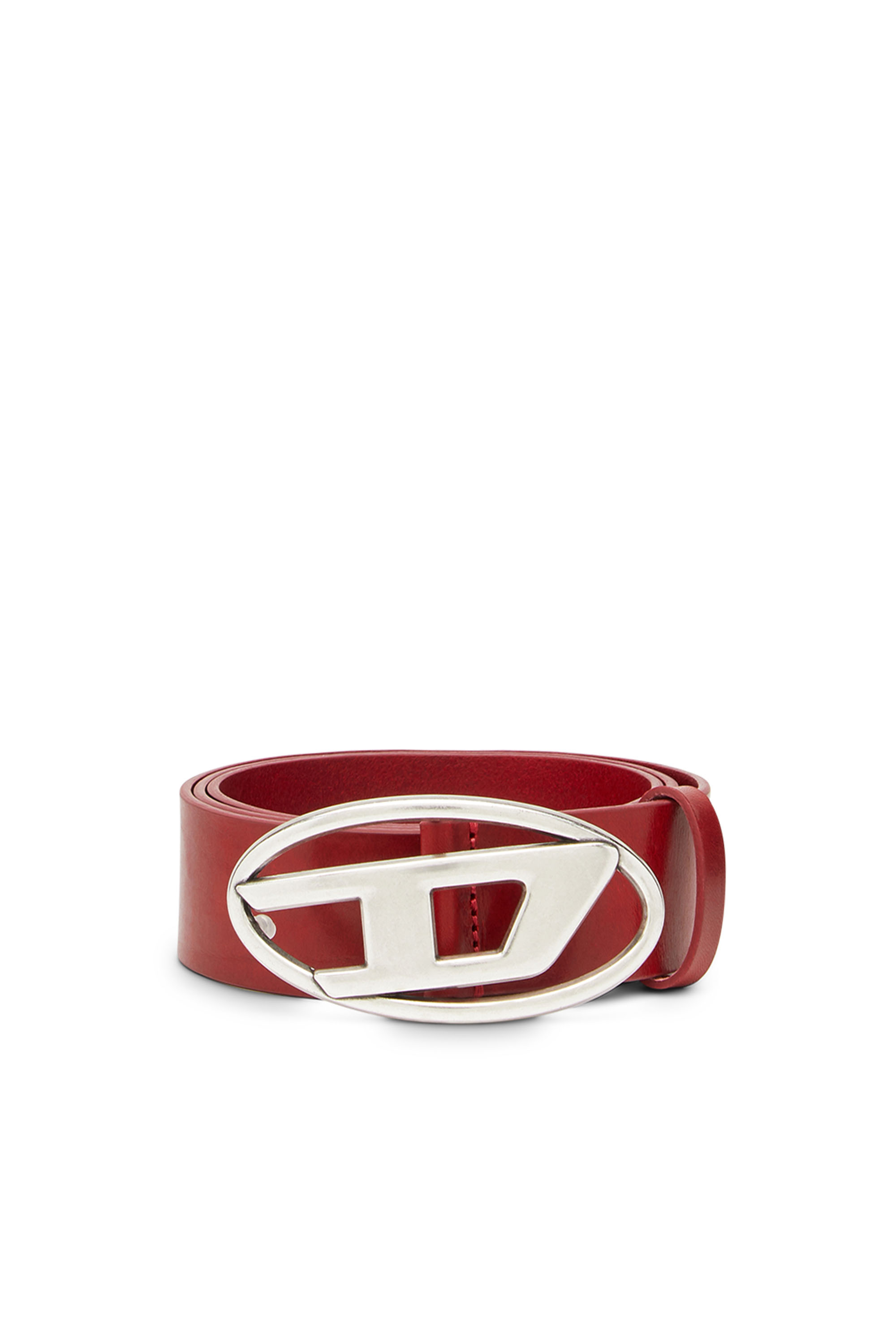 Diesel - B-1DR, Cintura in pelle con fibbia a D Uomo in Rosso - 1