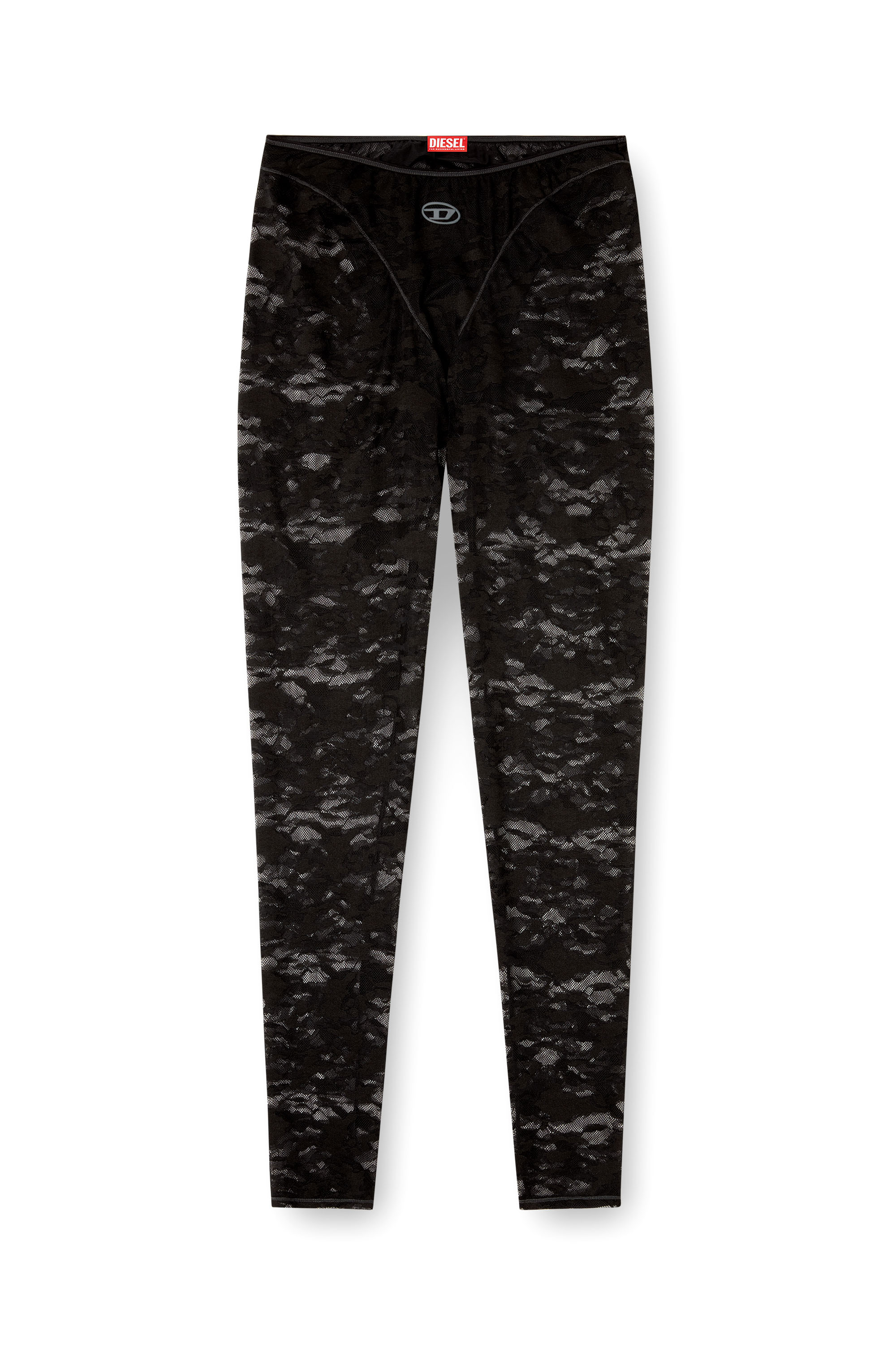 Diesel - CLAIRE-UTLT, Leggings in pizzo camouflage Donna in Nero - 4