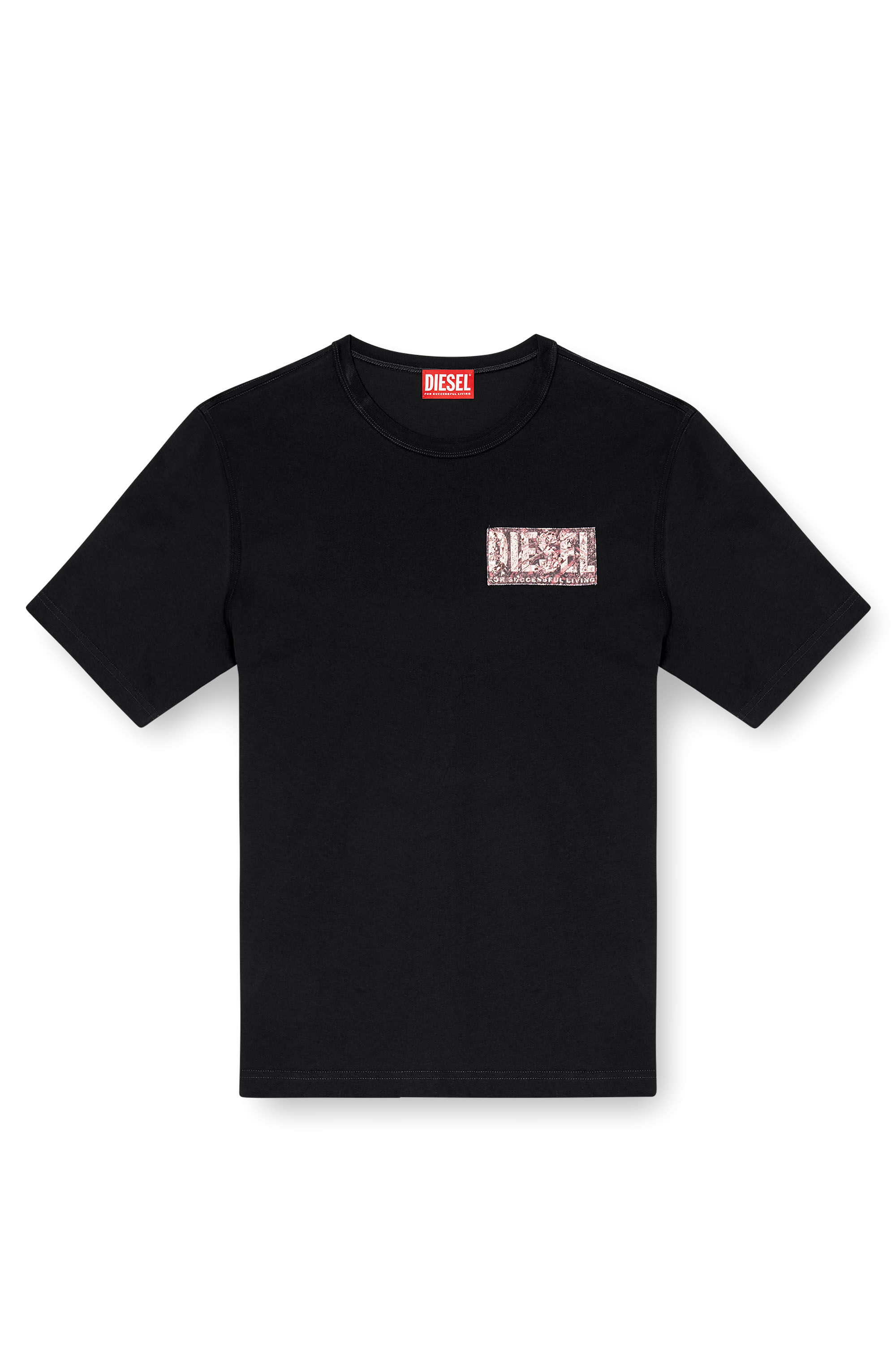 Diesel - T-ADJUST-R19, T-shirt con patch in gabardina Uomo in Nero - 3