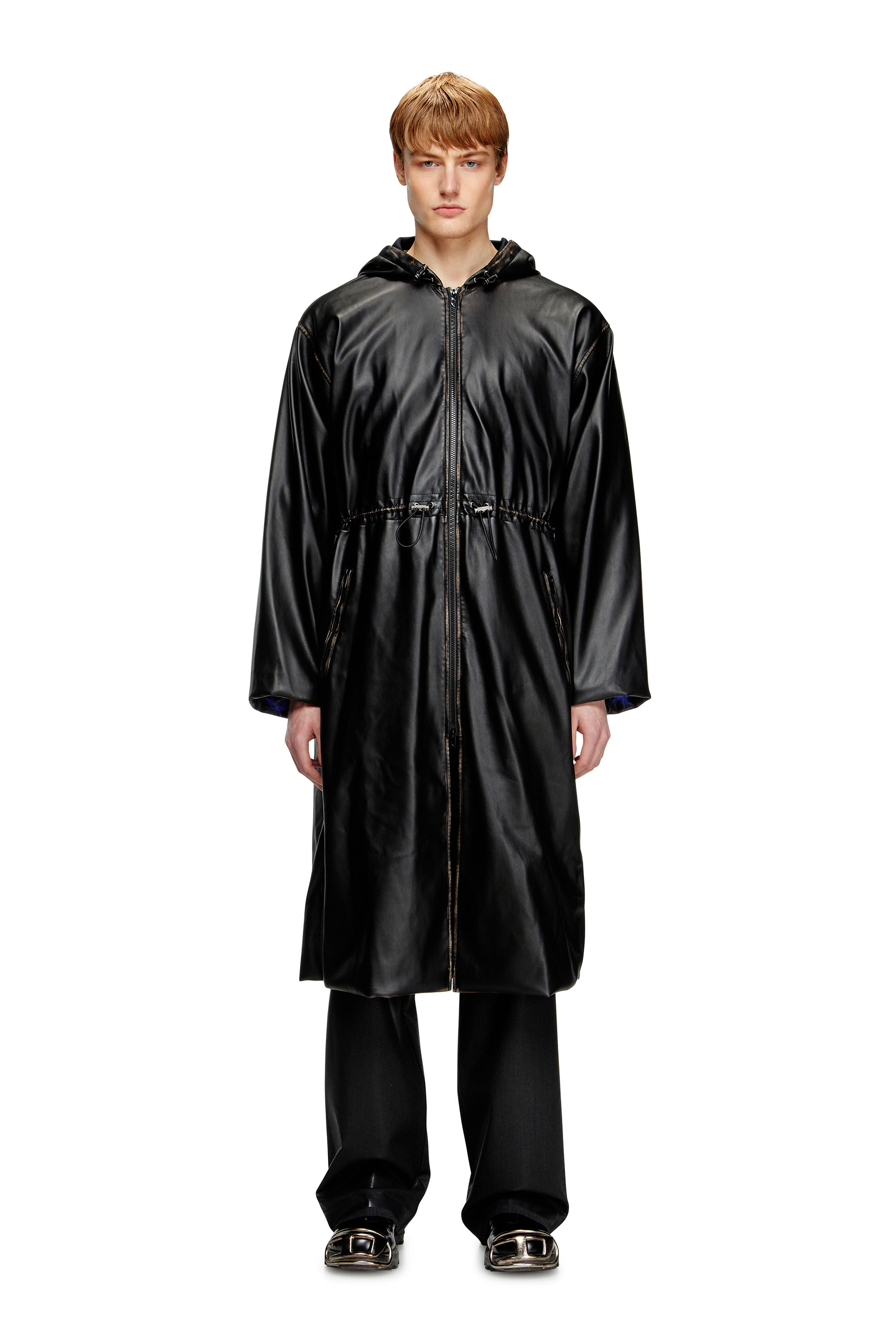 Diesel - G-LARY, Cappotto utility con cappuccio e trattamenti distressed Unisex in Nero - 1