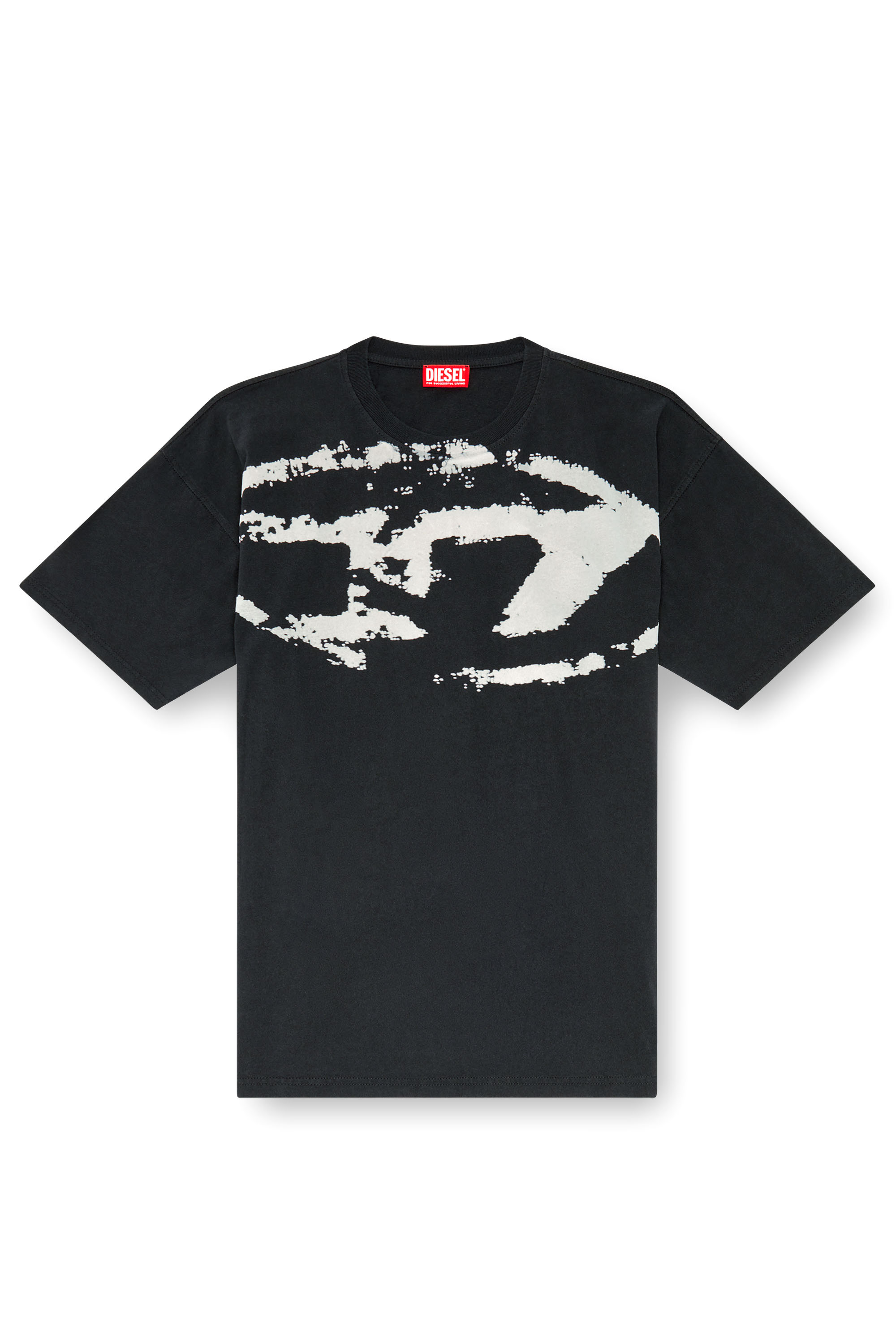 Diesel - T-BOXT-N14, T-shirt con stampa distressed floccata Uomo in Nero - 3