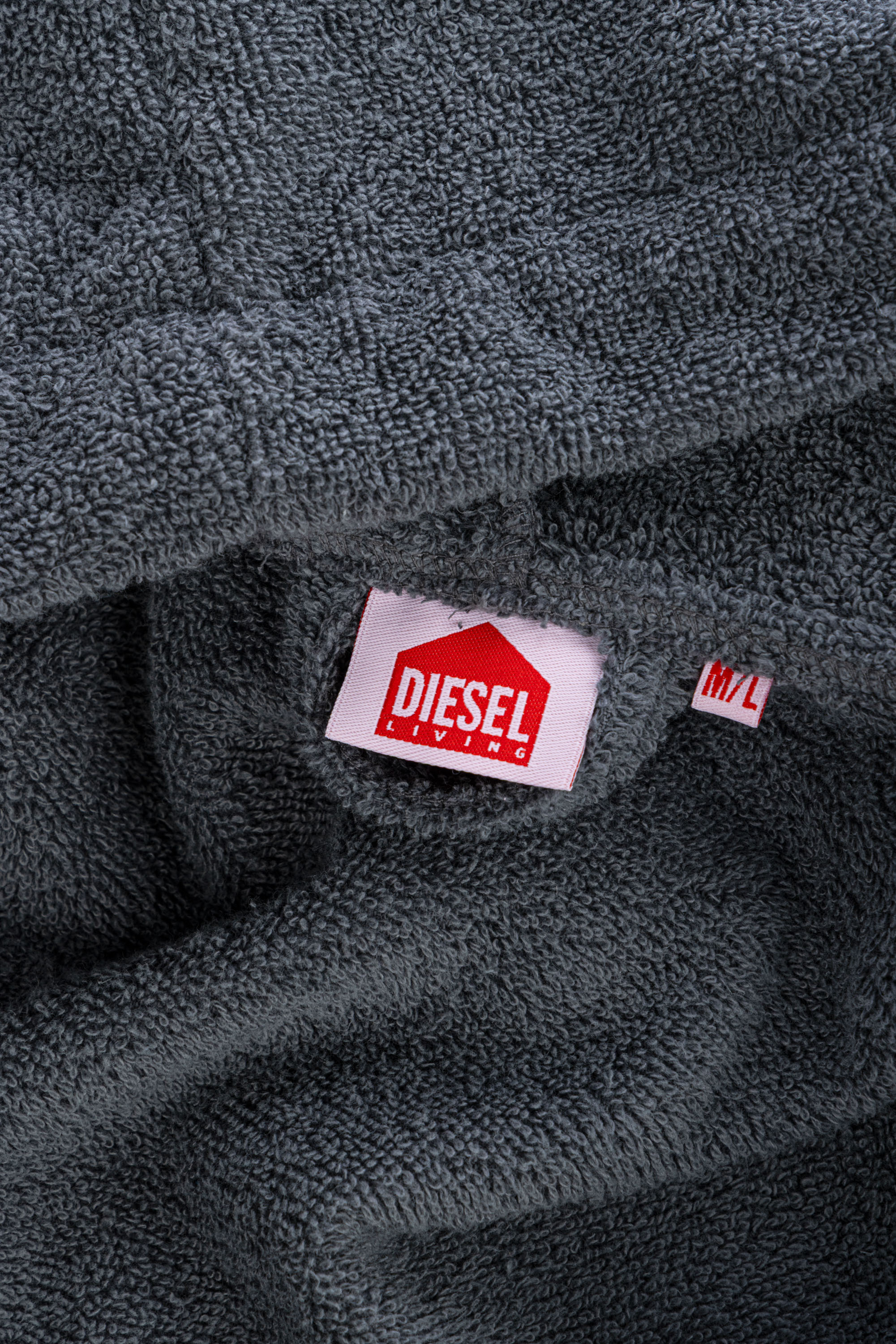Diesel - 1015111 LOGO-COTTON BATHROBE SIZE M/L GR, Accappatoio in Spugna di Cotone, taglia M/L Unisex in Grigio - 3