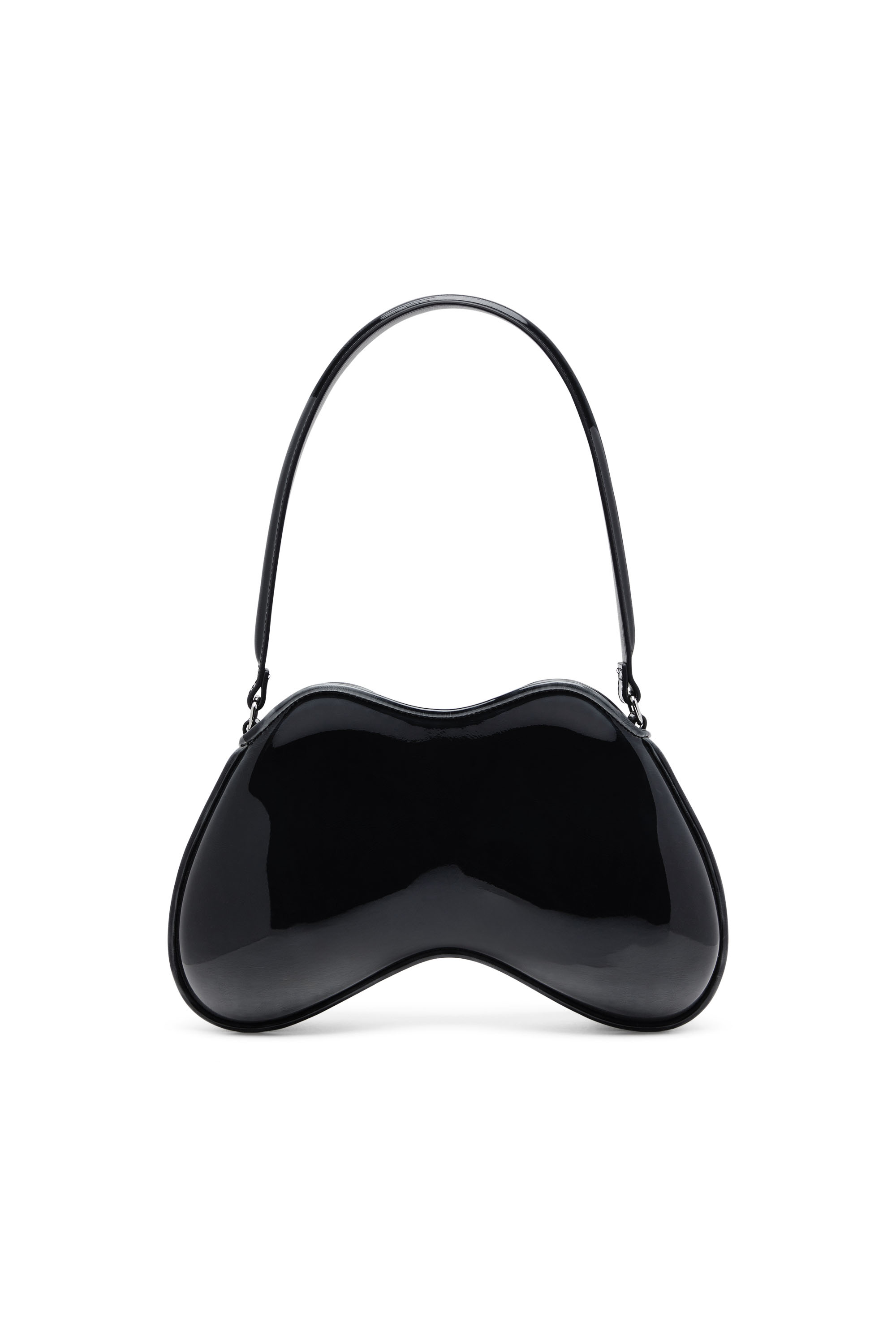 Diesel - DOUBLE-D SHOULDER, Borsa a spalla in PU lucido dégradé Donna in Nero - 2