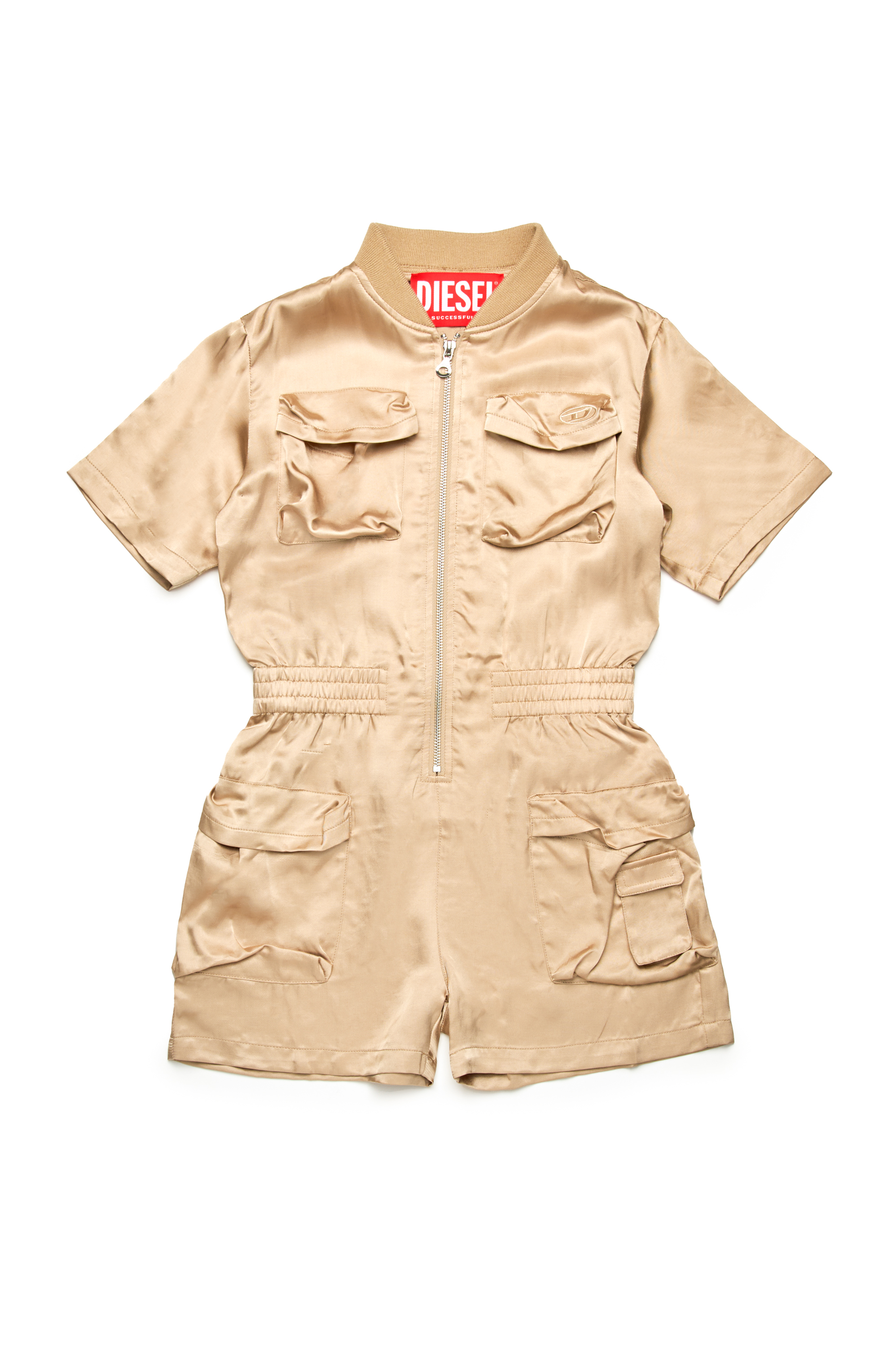 Diesel - JVENY, Tuta multitasche in tessuto lucido Donna in Marrone - 1